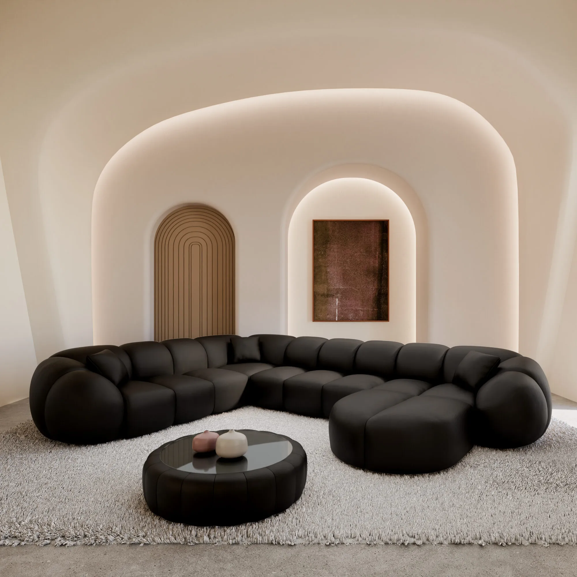 Echtleder U-Form XXL Wohnlandschaft Savira – Bild 4