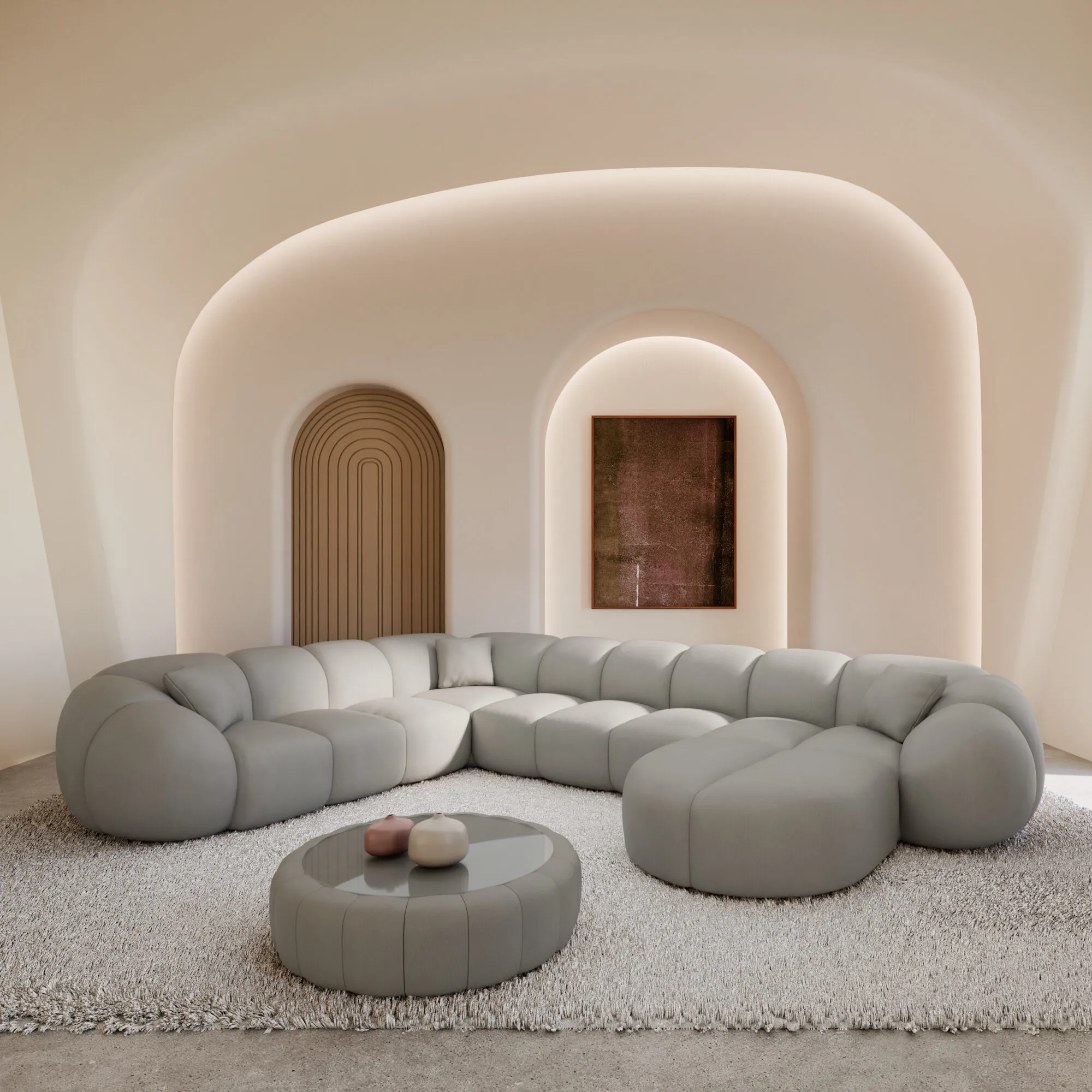 Kunstleder U-Form XXL Wohnlandschaft Savira – Bild 11