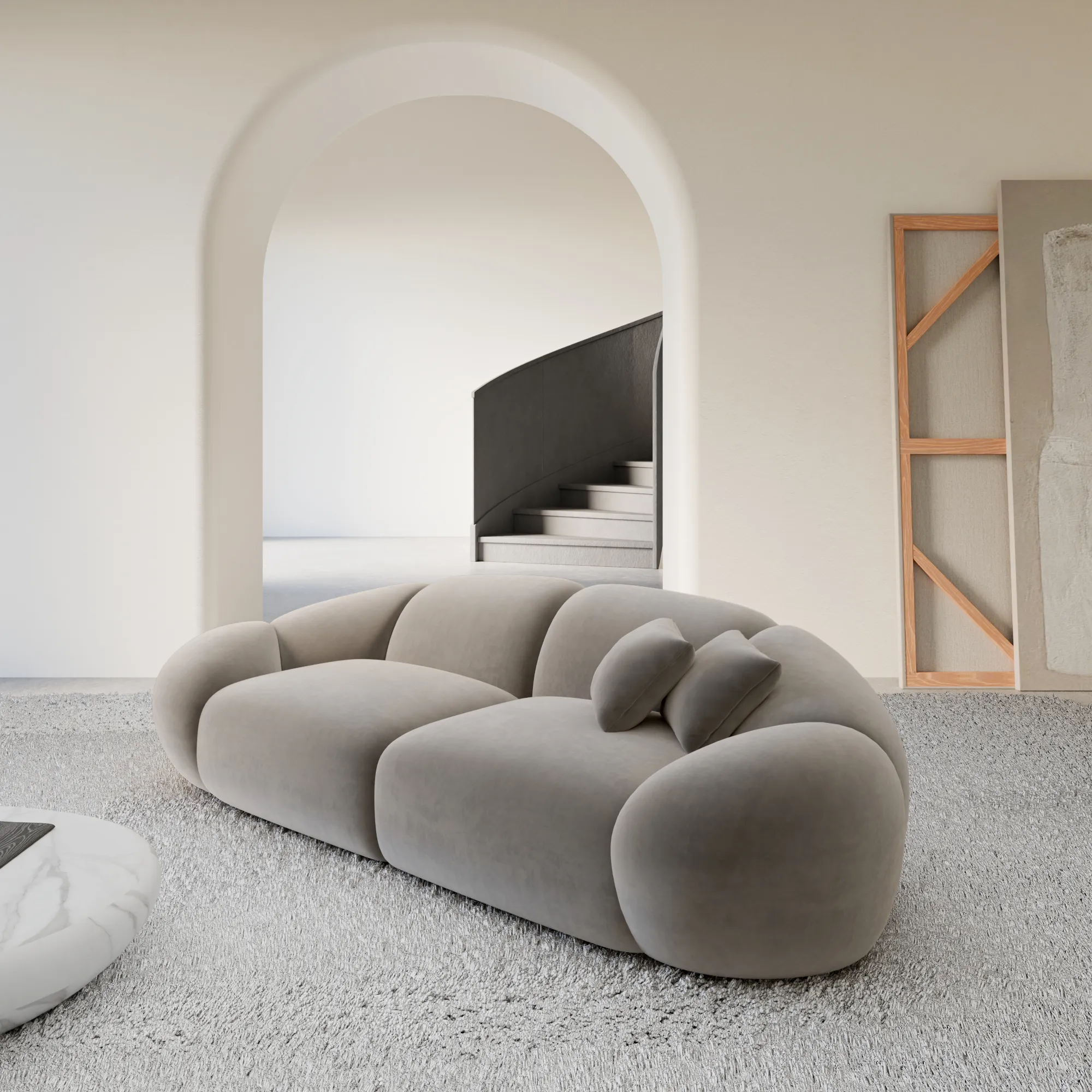Samtstoff 3-Sitzer Couch Solira – Bild 10