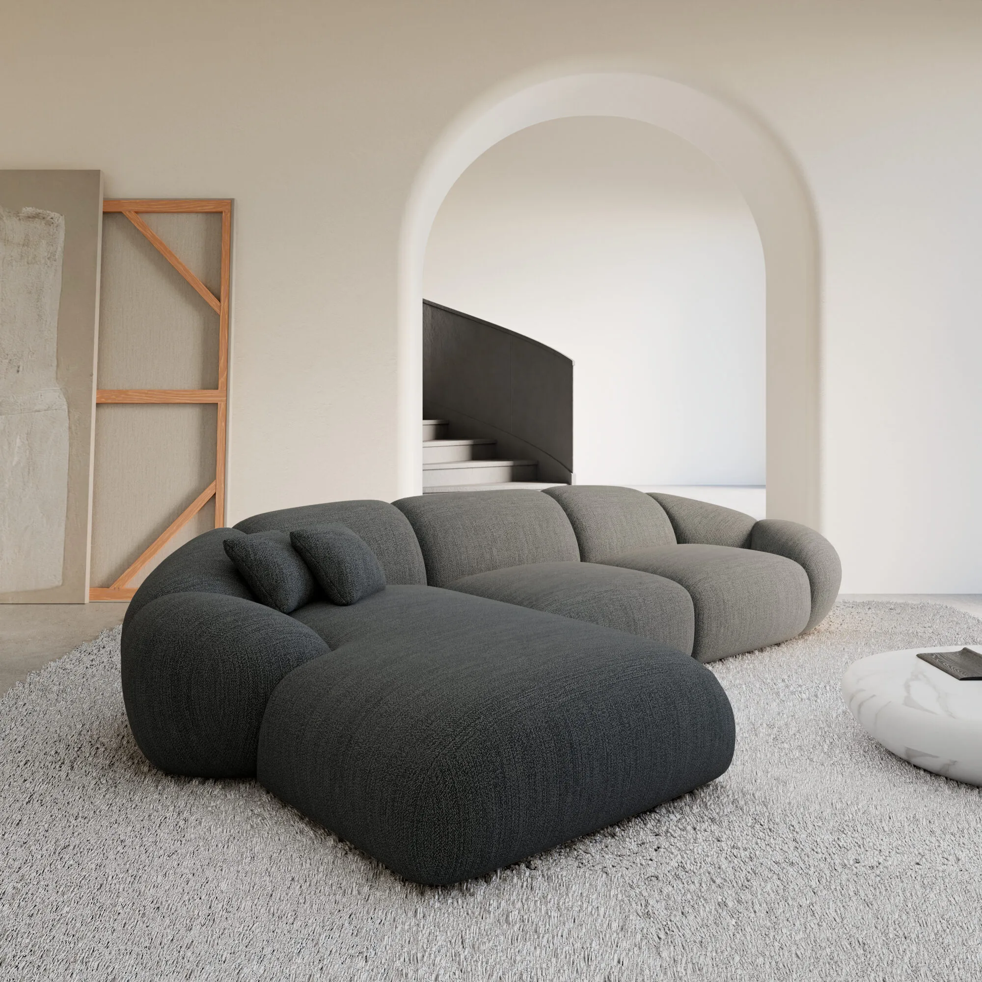 Strukturstoff L-Form Sofa Solira – Bild 5