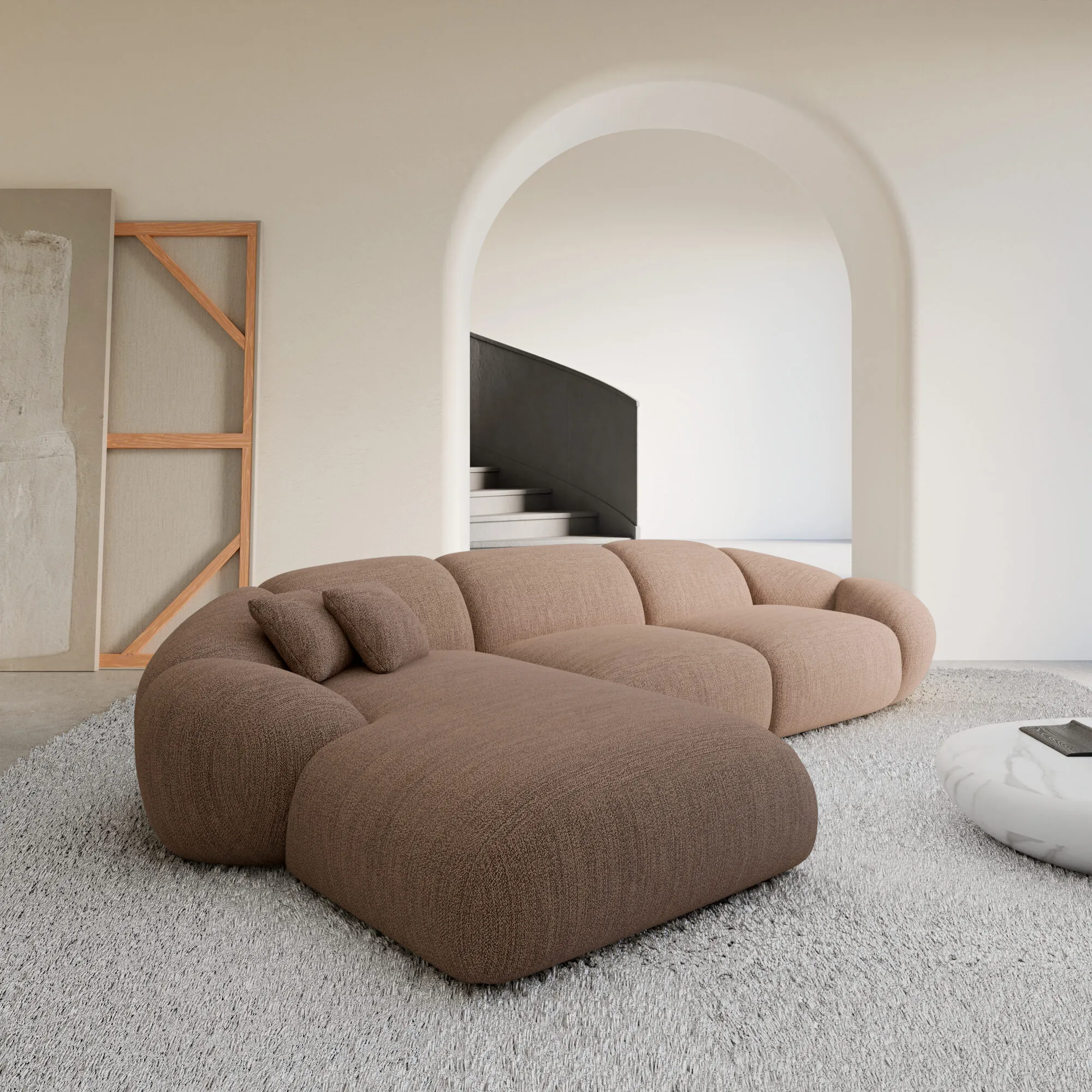 Strukturstoff L-Form Sofa Solira – Bild 8