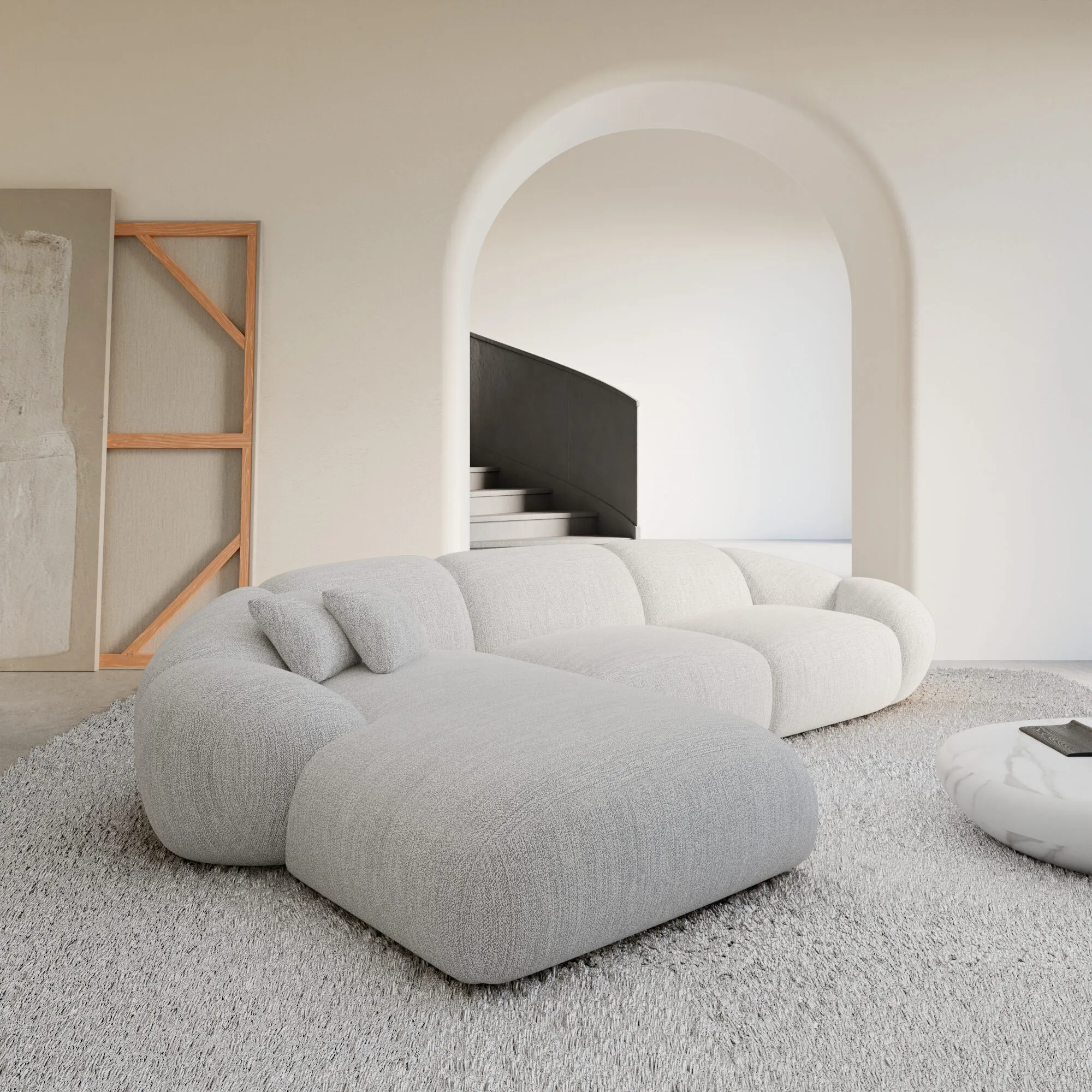 Strukturstoff L-Form Sofa Solira – Bild 14