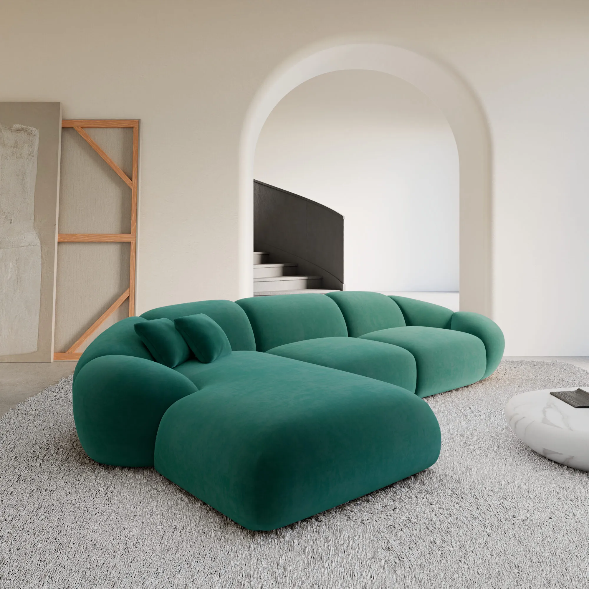 Samtstoff L-Form Sofa Solira – Bild 13