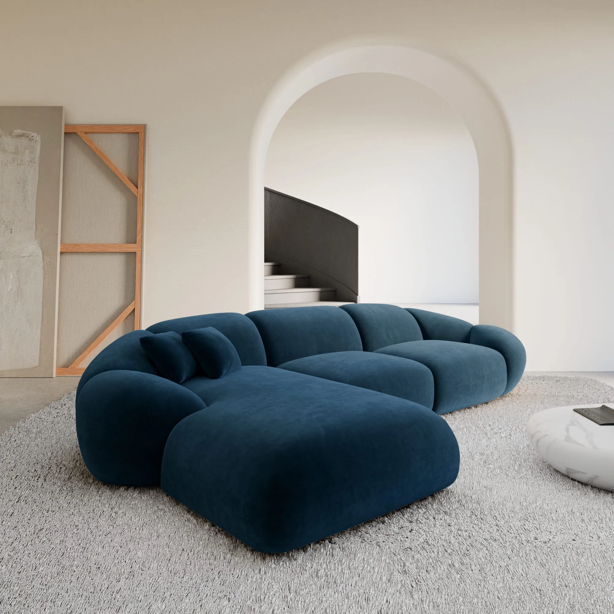 Samtstoff L-Form Sofa Solira – Bild 15