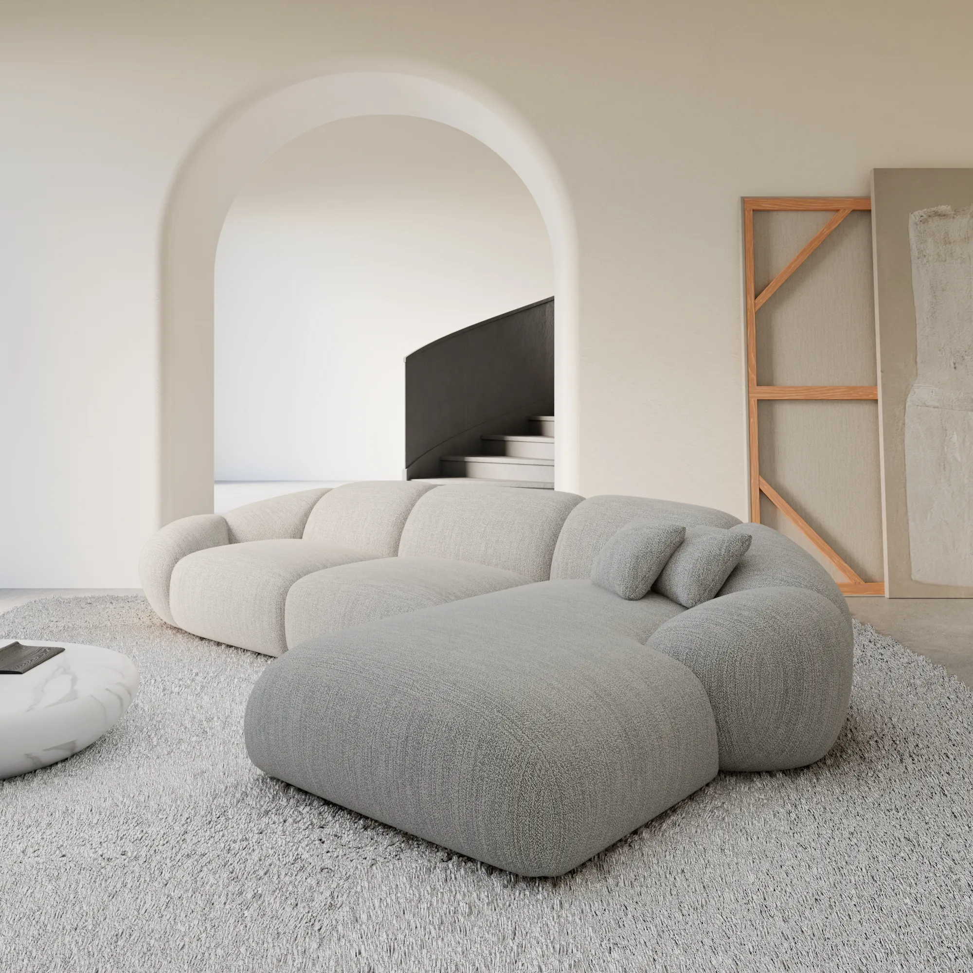 Strukturstoff L-Form Sofa Solira – Bild 3