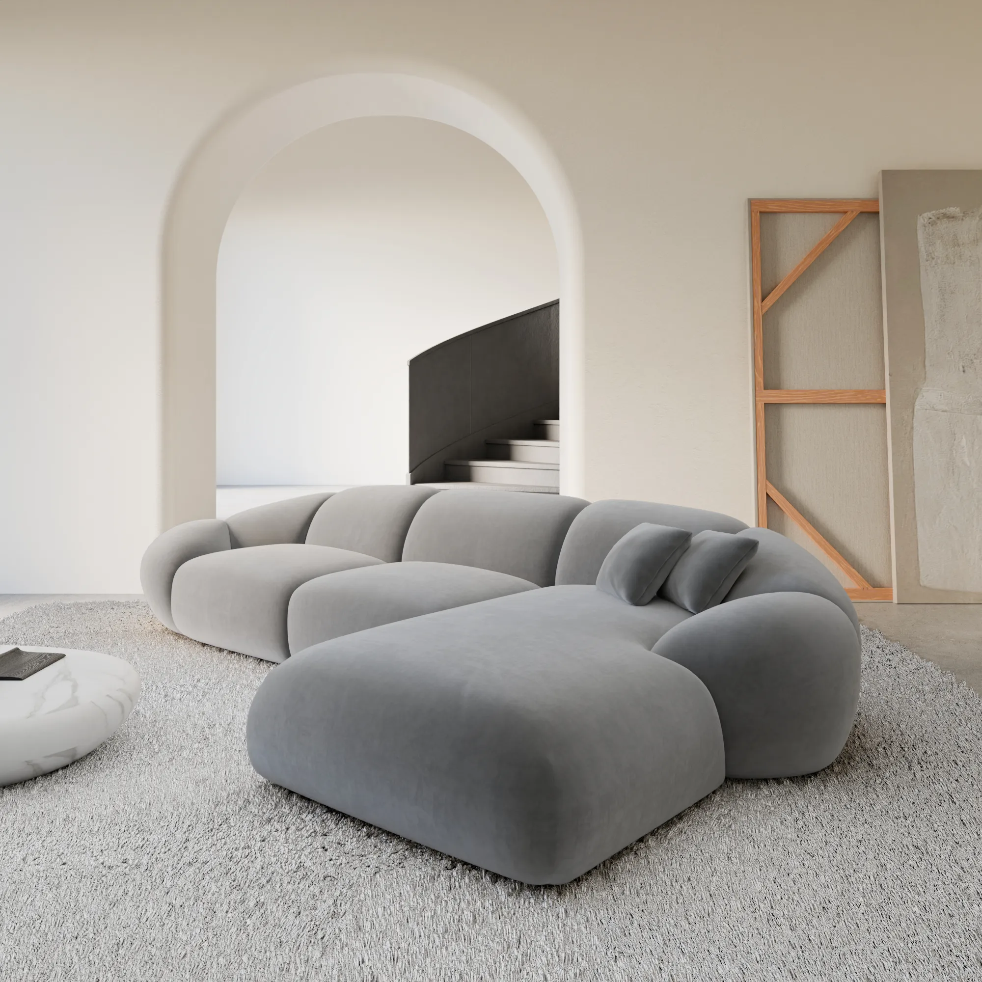 Samtstoff L-Form Sofa Solira – Bild 24