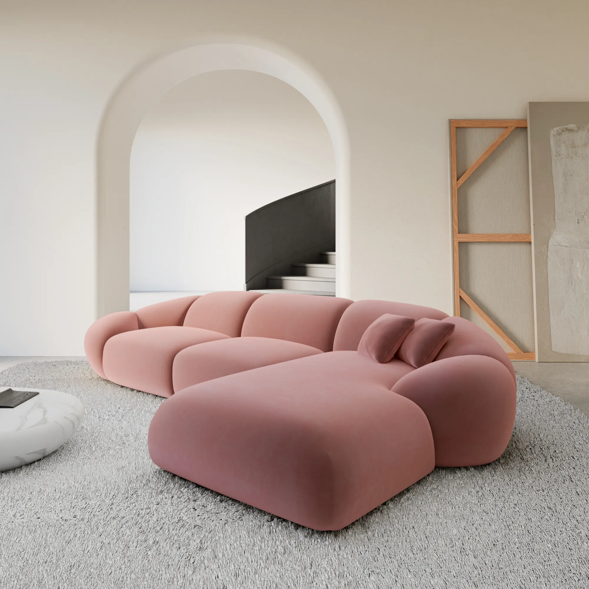 Samtstoff L-Form Sofa Solira – Bild 4