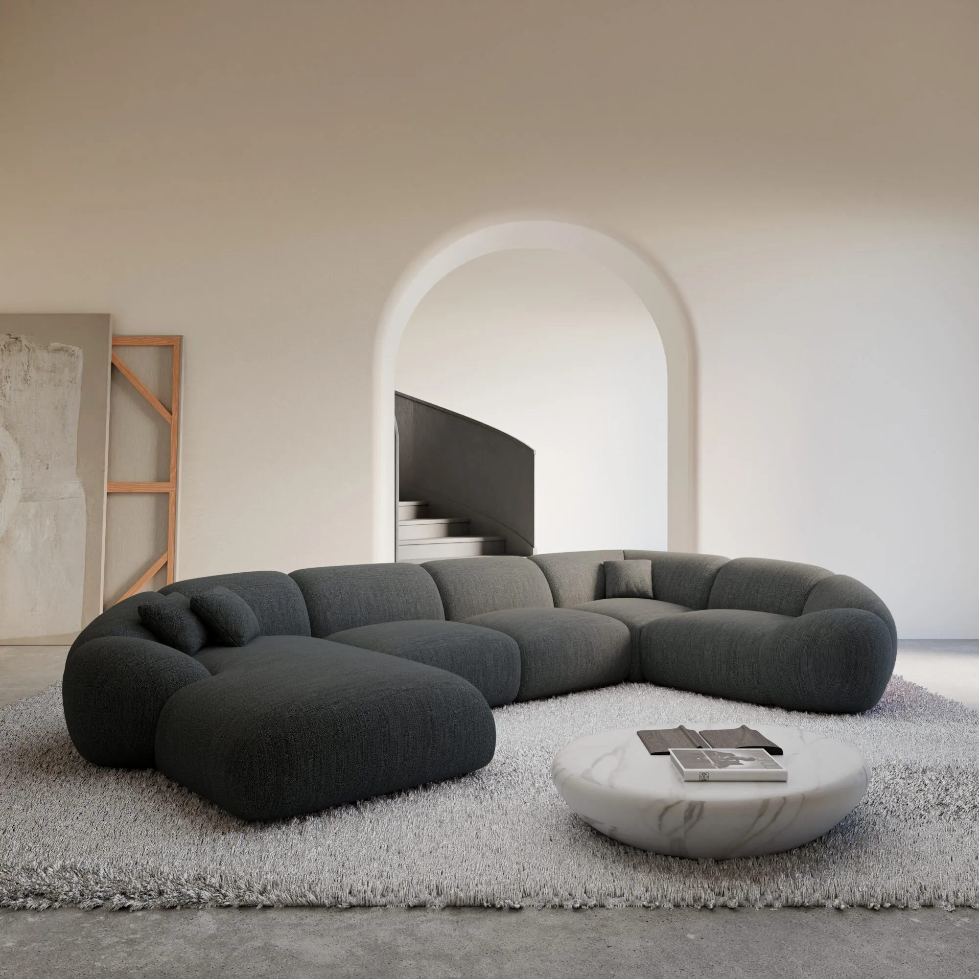 Strukturstoff U-Form XL Wohnlandschaft Solira – Bild 17