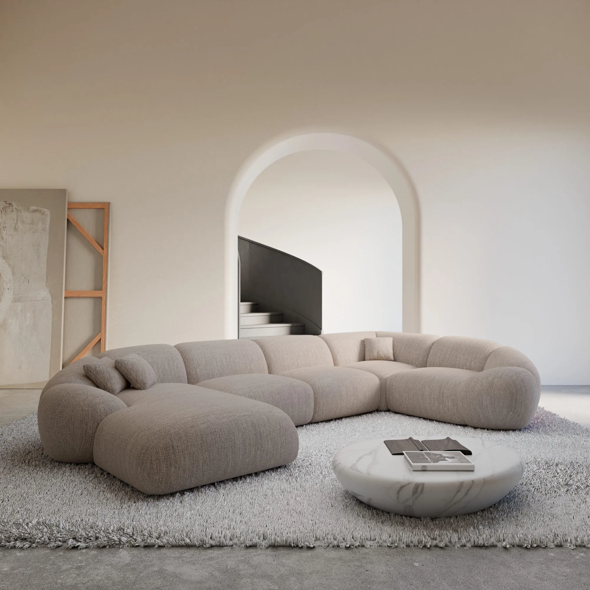 Strukturstoff U-Form XL Wohnlandschaft Solira – Bild 18