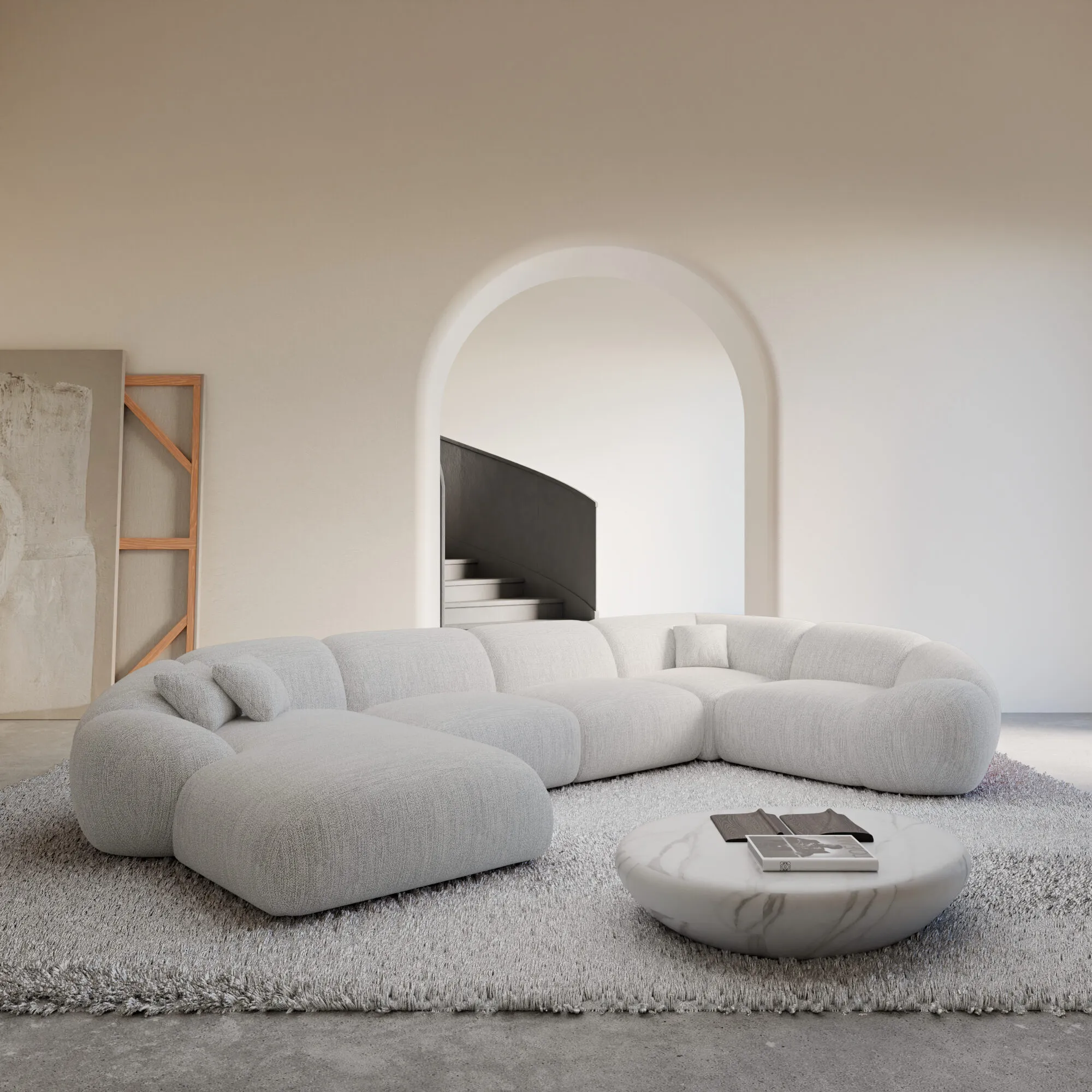 Strukturstoff U-Form XL Wohnlandschaft Solira – Bild 6