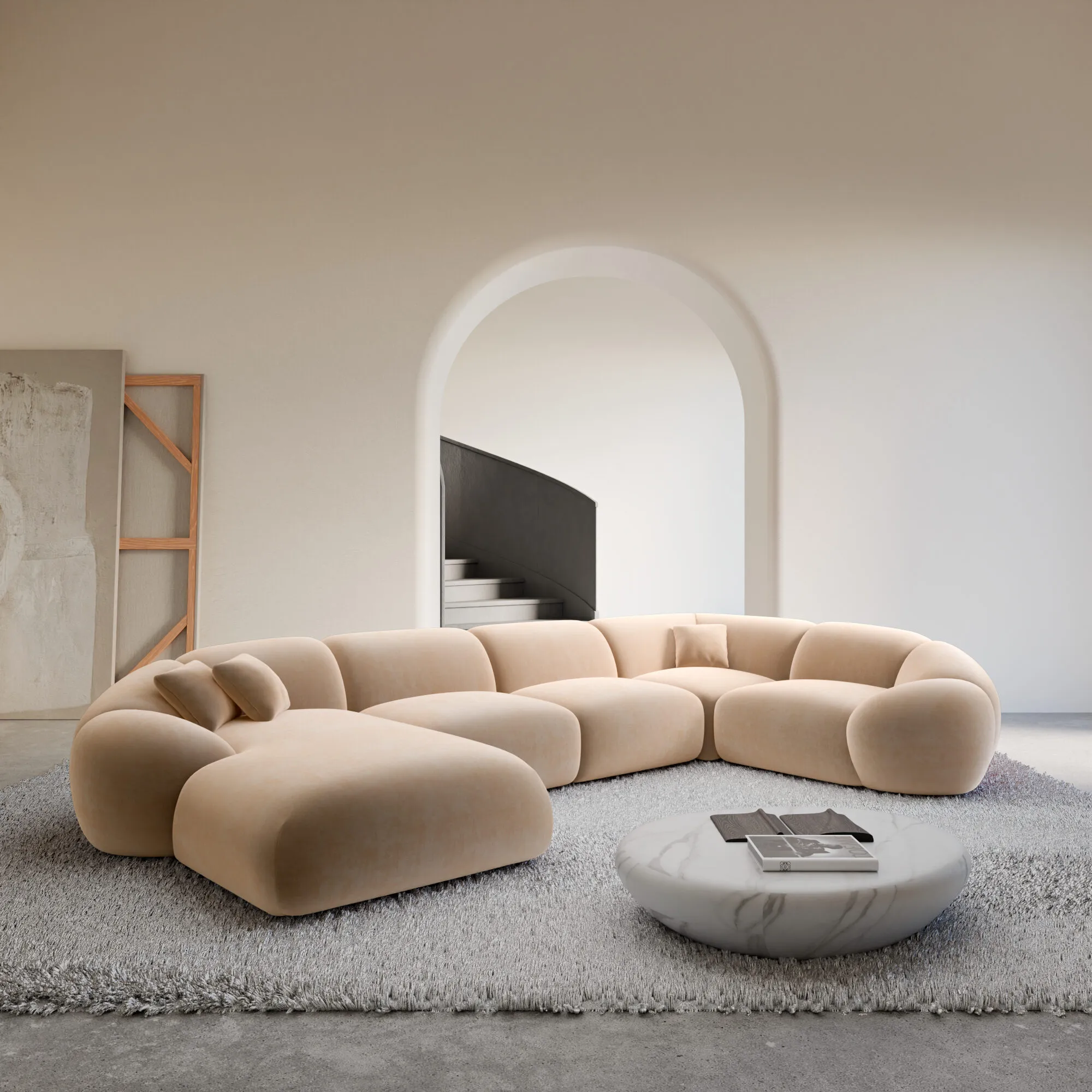 Samtstoff U-Form XL Wohnlandschaft Solira – Bild 24