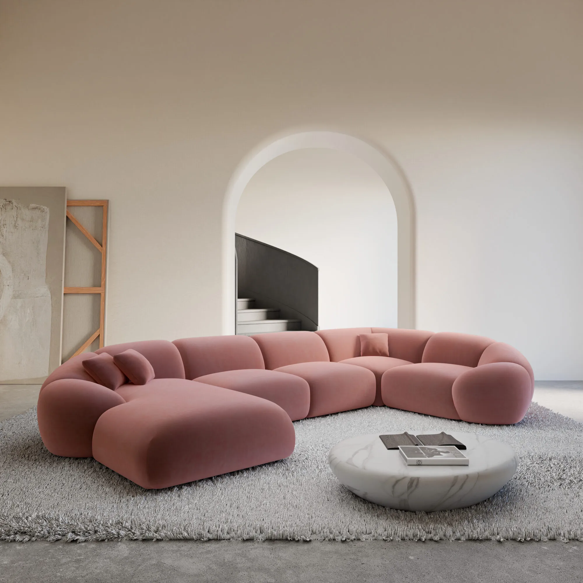 Samtstoff U-Form XL Wohnlandschaft Solira – Bild 8