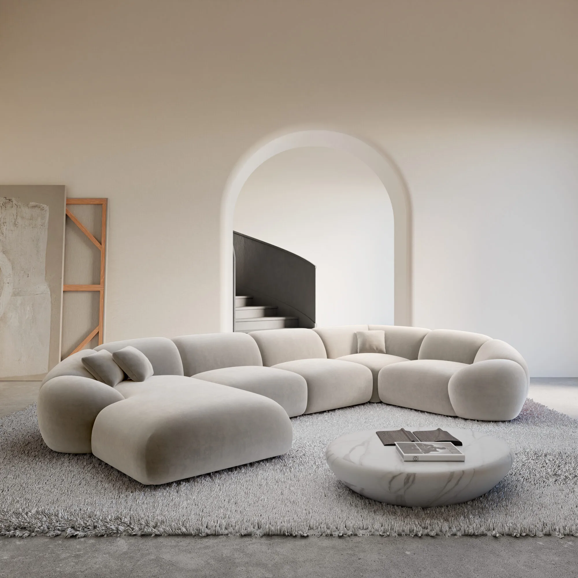 Samtstoff U-Form XL Wohnlandschaft Solira – Bild 10