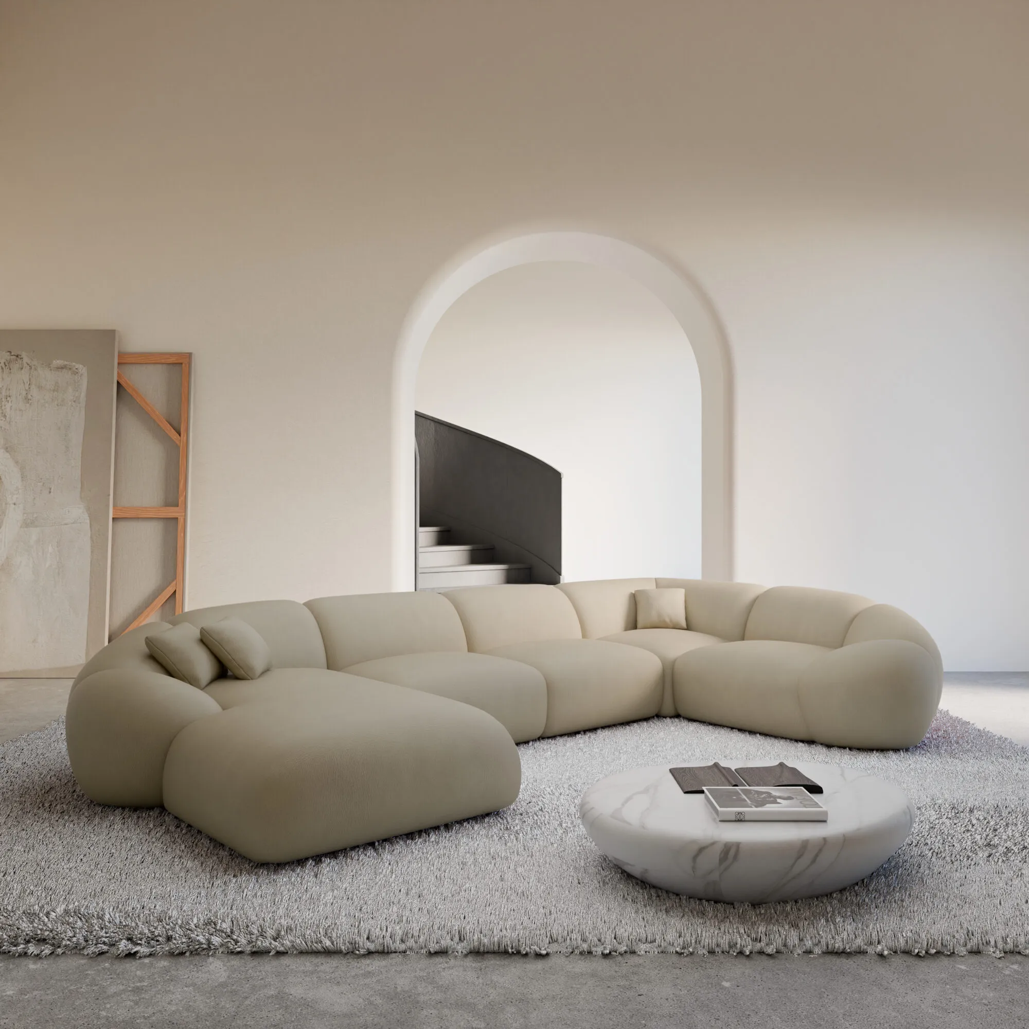 Echtleder U-Form XL Wohnlandschaft Solira – Bild 5