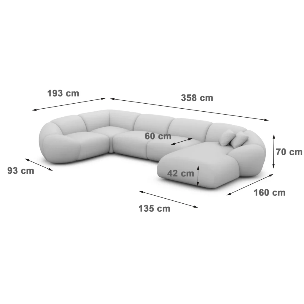 Strukturstoff U-Form XL Wohnlandschaft Solira