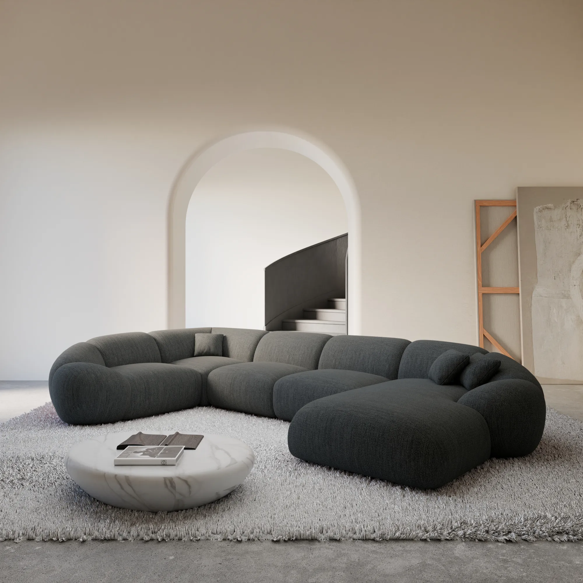 Strukturstoff U-Form XL Wohnlandschaft Solira – Bild 7