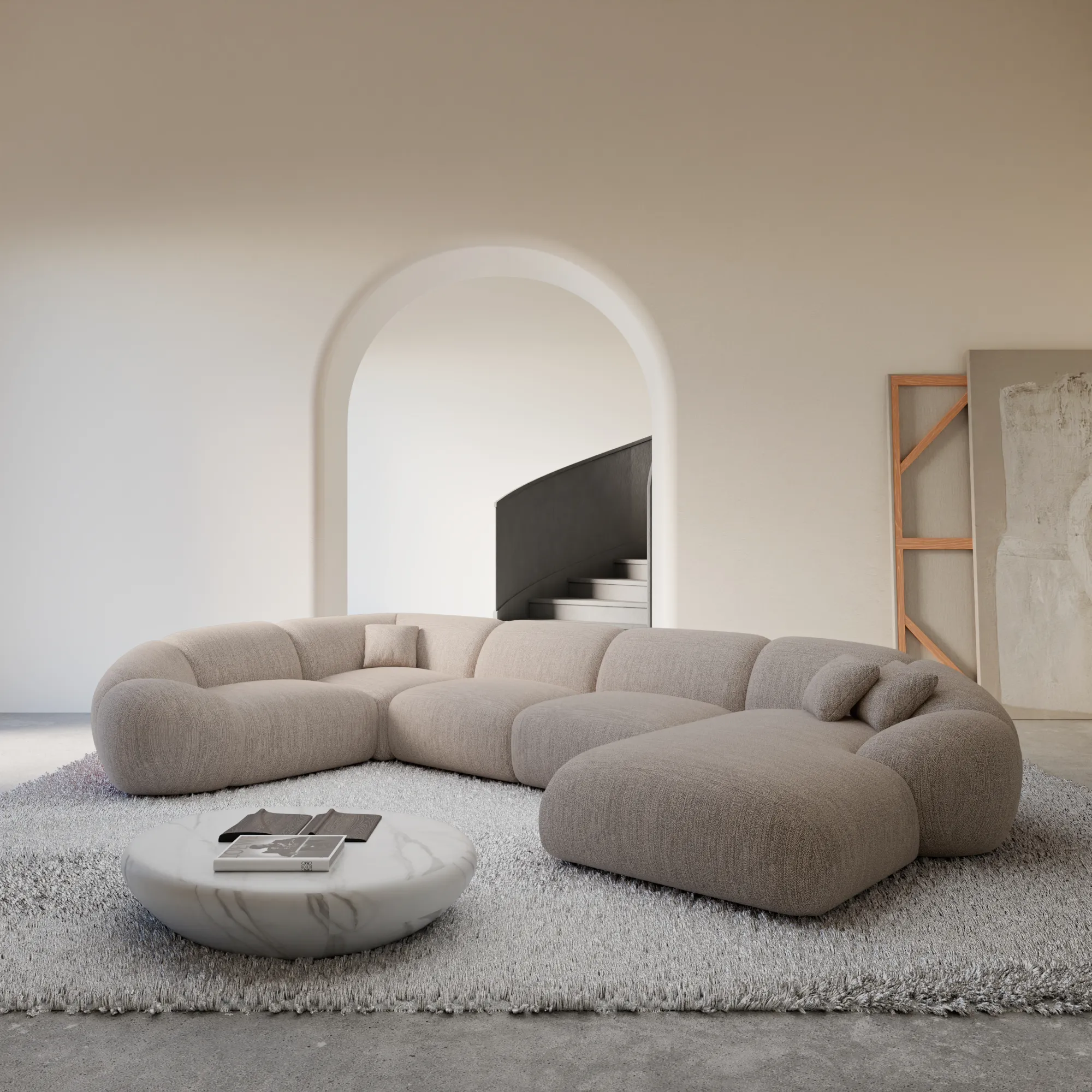 Strukturstoff U-Form XL Wohnlandschaft Solira – Bild 8