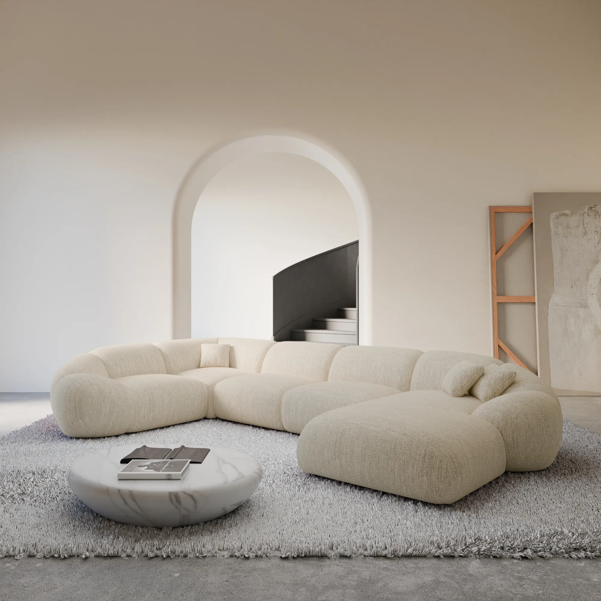 Strukturstoff U-Form XL Wohnlandschaft Solira – Bild 11