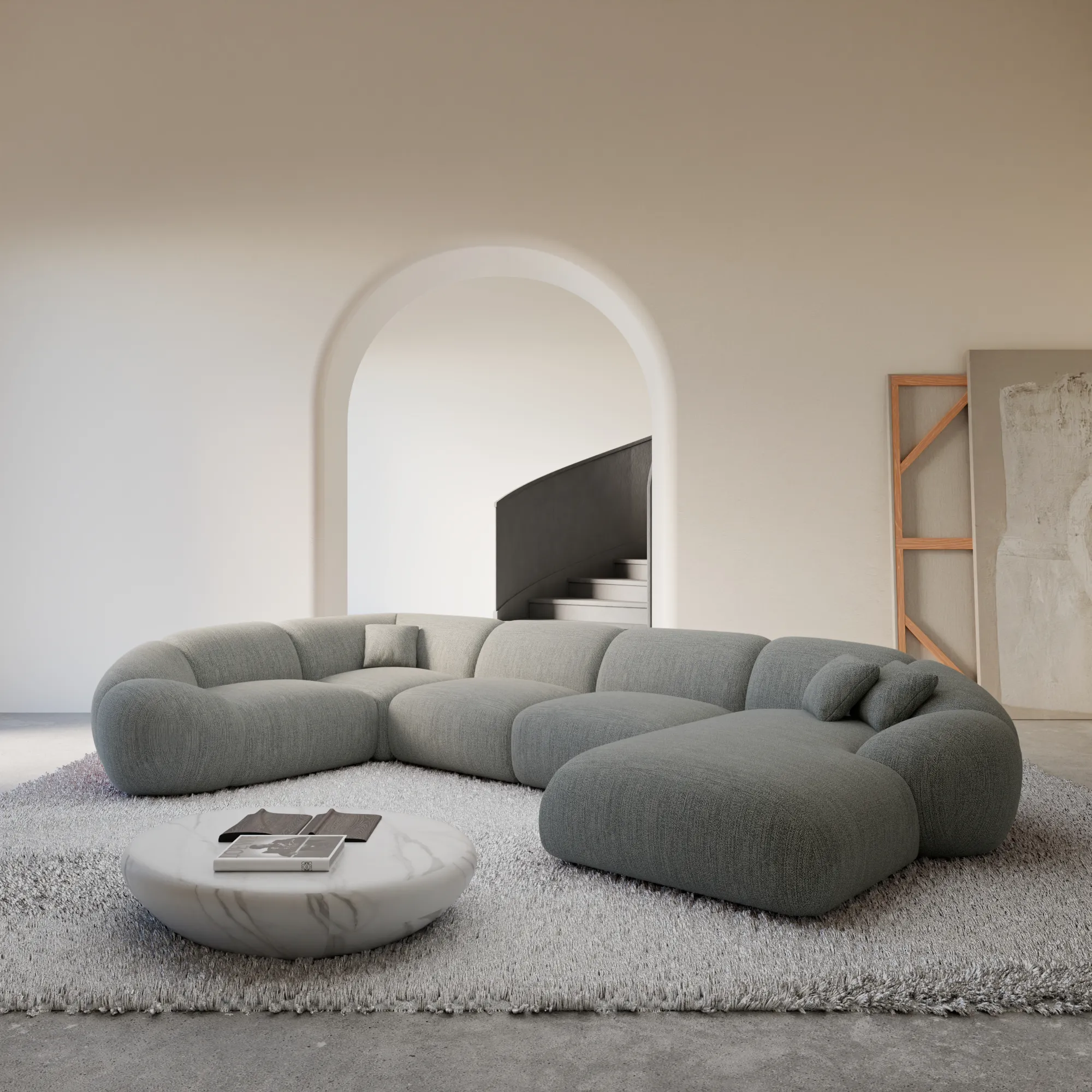 Strukturstoff U-Form XL Wohnlandschaft Solira – Bild 14