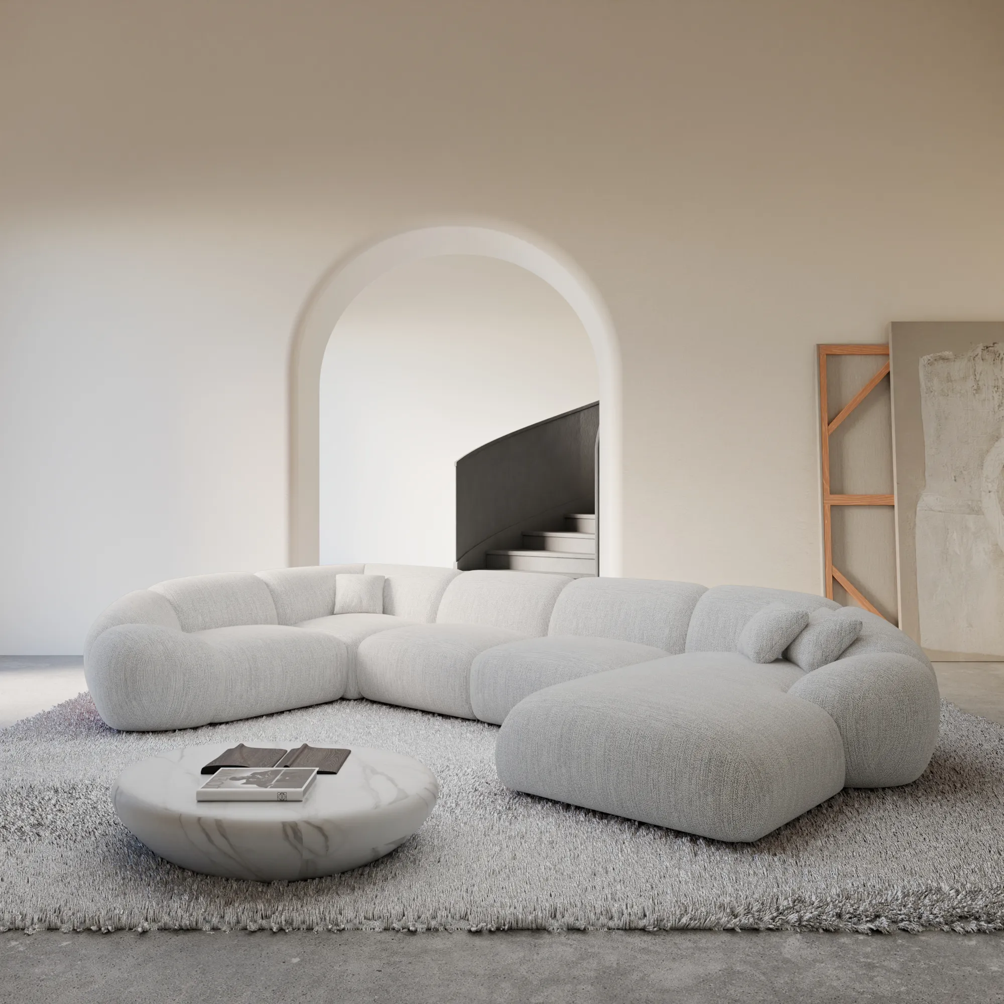 Strukturstoff U-Form XL Wohnlandschaft Solira – Bild 16
