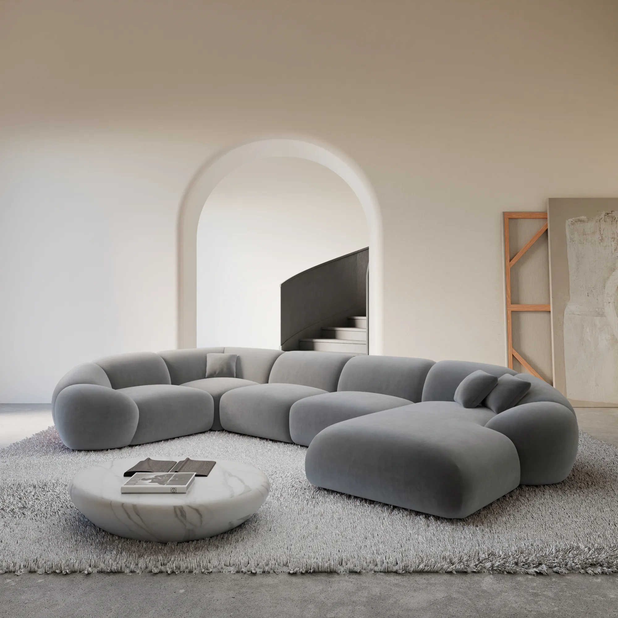 Samtstoff U-Form XL Wohnlandschaft Solira – Bild 16