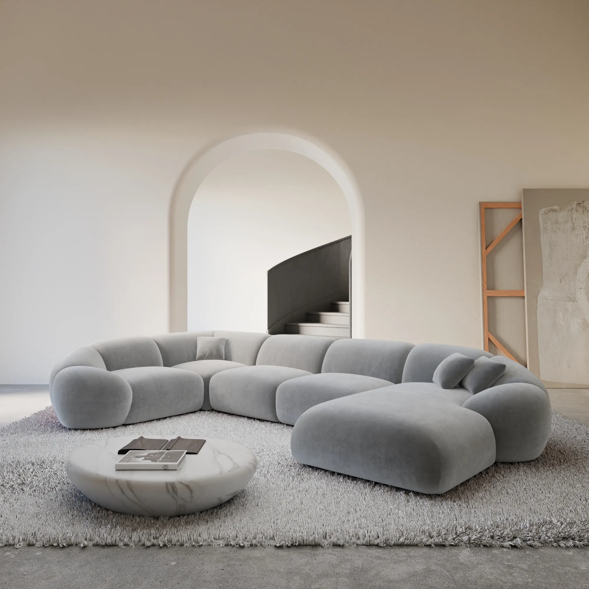 Samtstoff U-Form XL Wohnlandschaft Solira – Bild 18