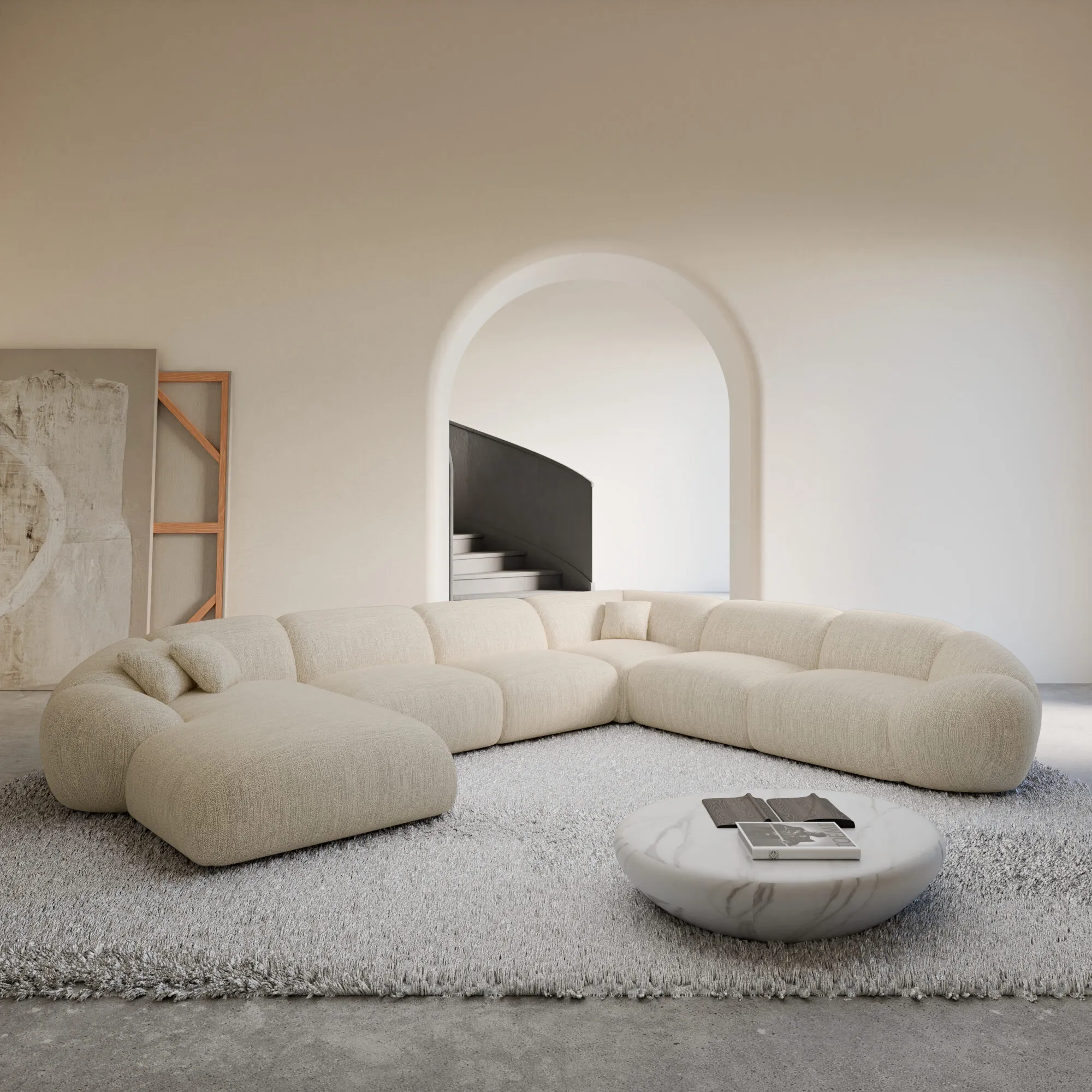 Strukturstoff U-Form XXL Wohnlandschaft Solira – Bild 19