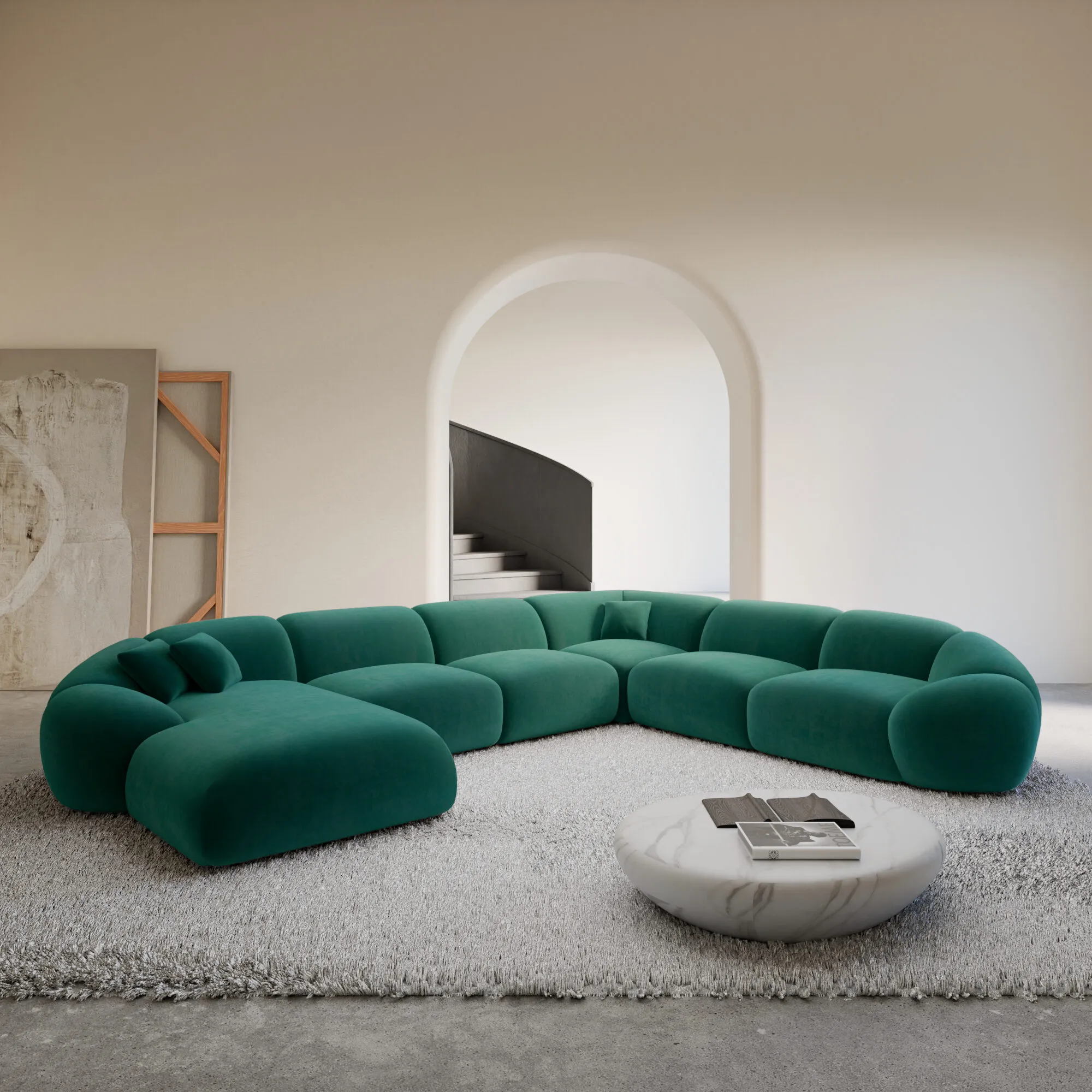 Samtstoff U-Form XXL Wohnlandschaft Solira – Bild 23