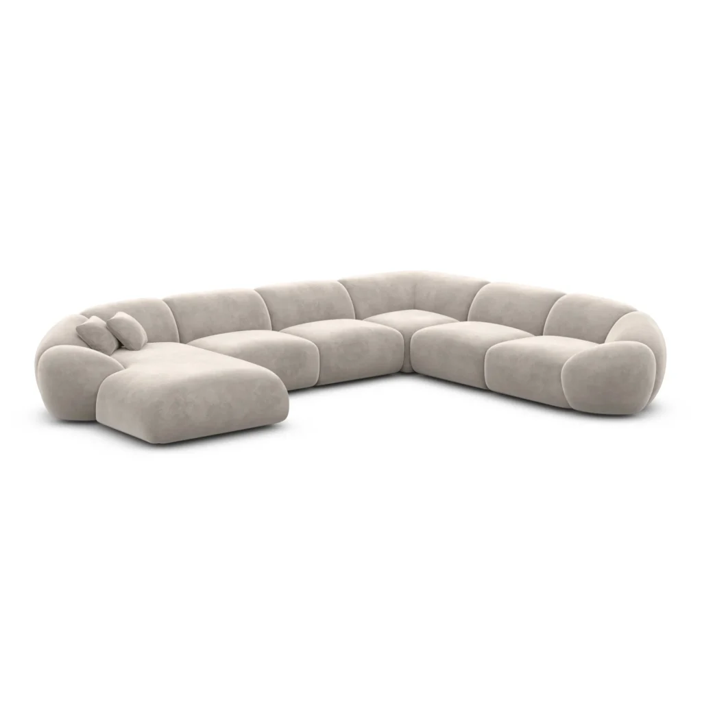 Samtstoff U-Form XXL Wohnlandschaft Solira
