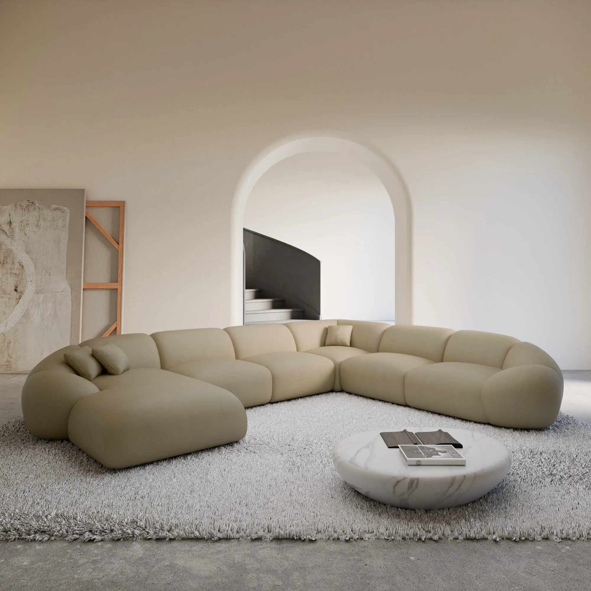 Echtleder U-Form XXL Wohnlandschaft Solira – Bild 2