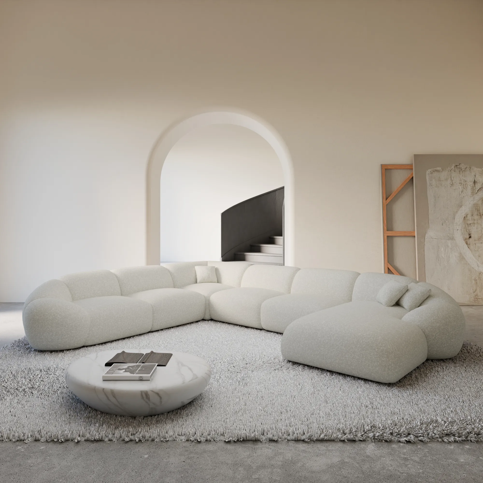Bouclé U-Form XXL Wohnlandschaft Solira – Bild 3