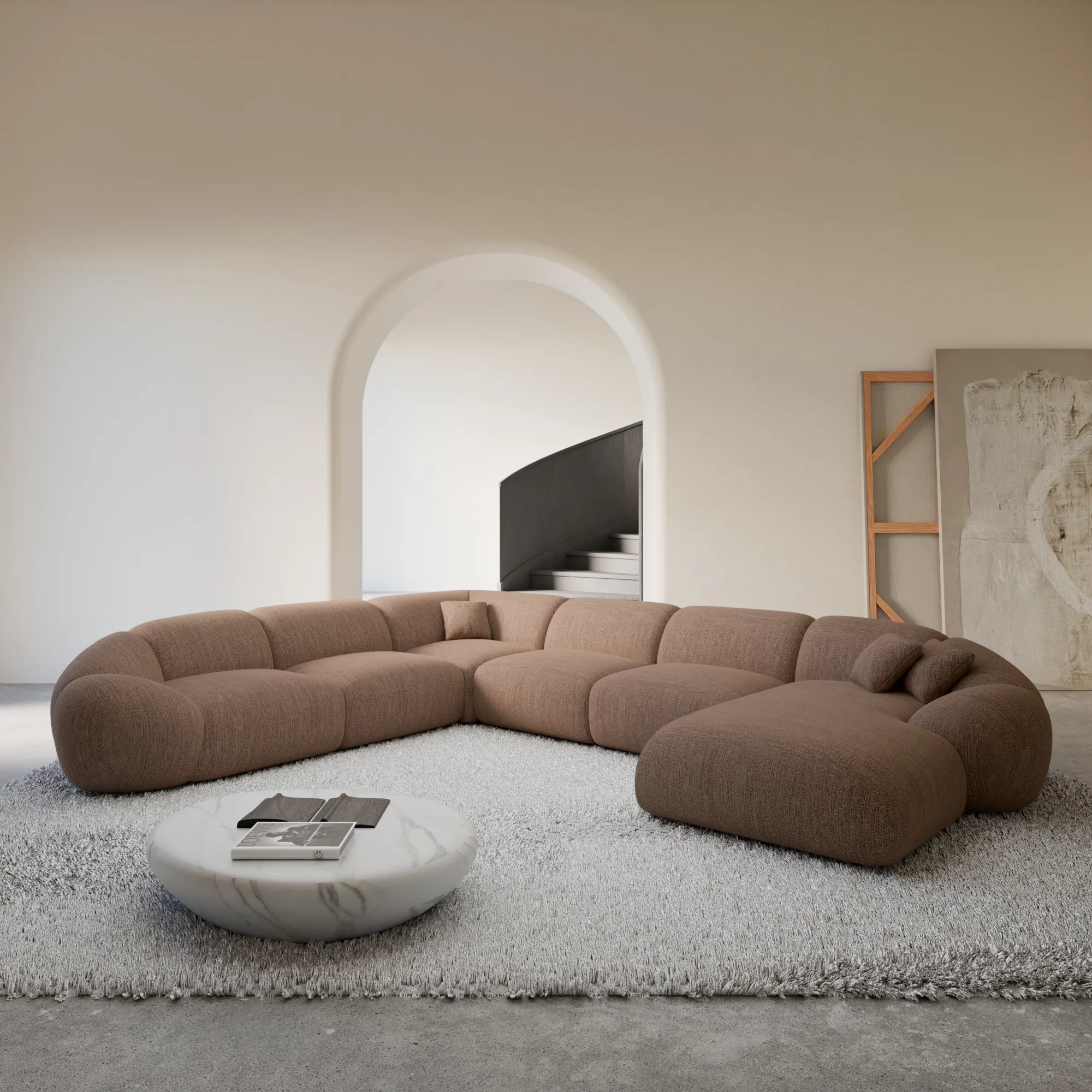Strukturstoff U-Form XXL Wohnlandschaft Solira – Bild 8