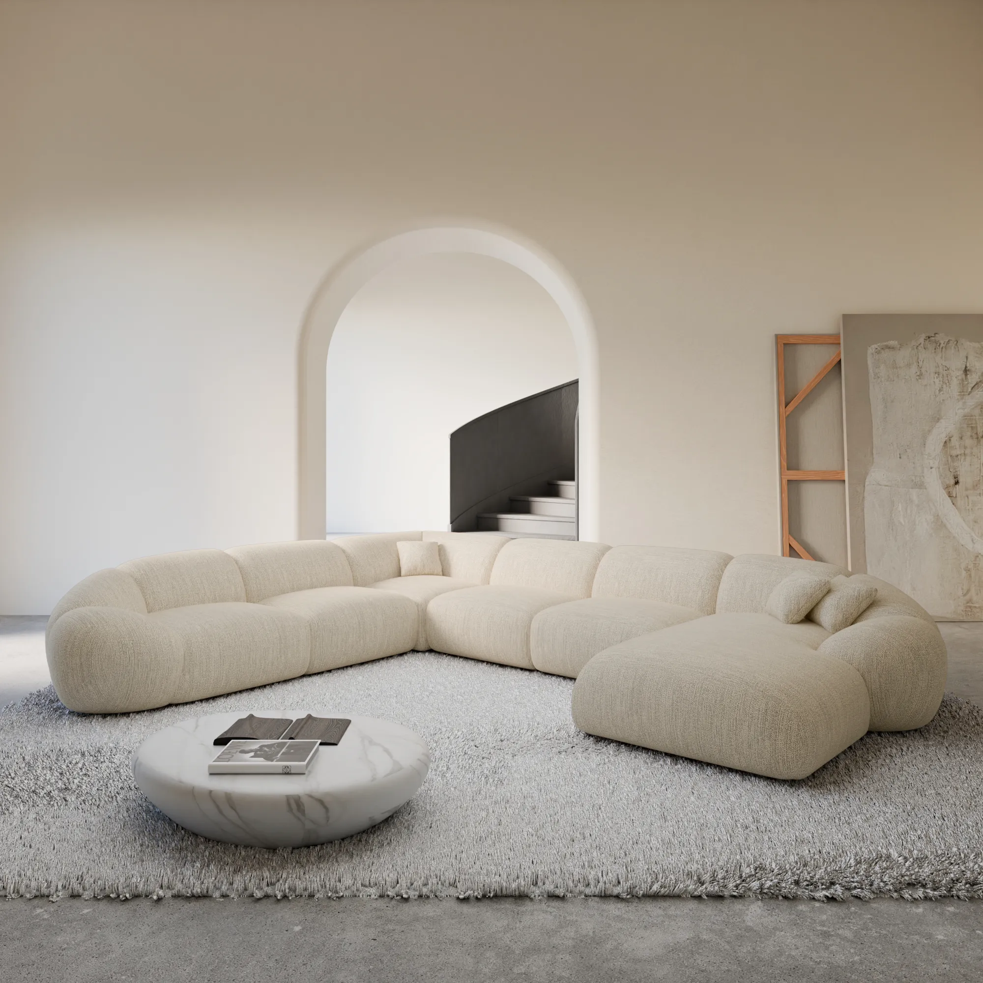 Strukturstoff U-Form XXL Wohnlandschaft Solira – Bild 9