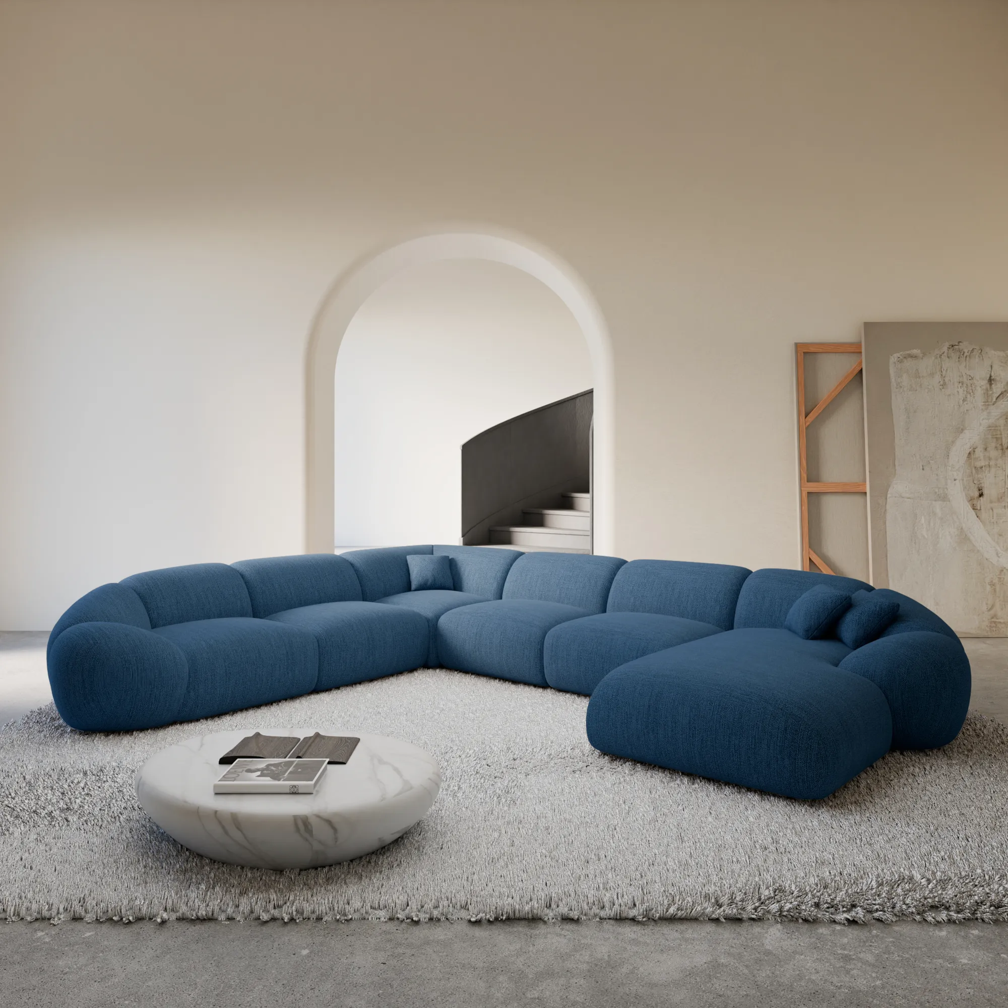 Strukturstoff U-Form XXL Wohnlandschaft Solira – Bild 10