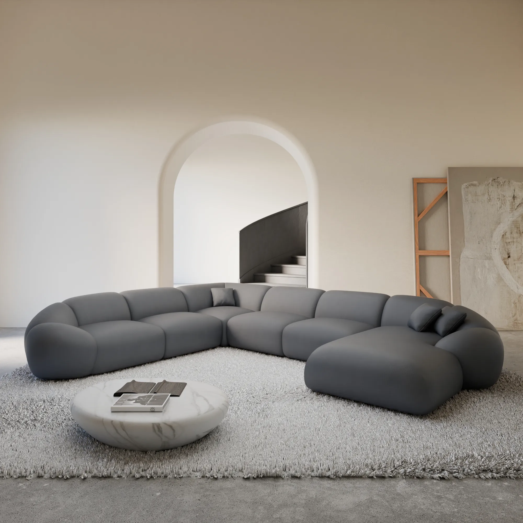 Kunstleder U-Form XXL Wohnlandschaft Solira – Bild 14