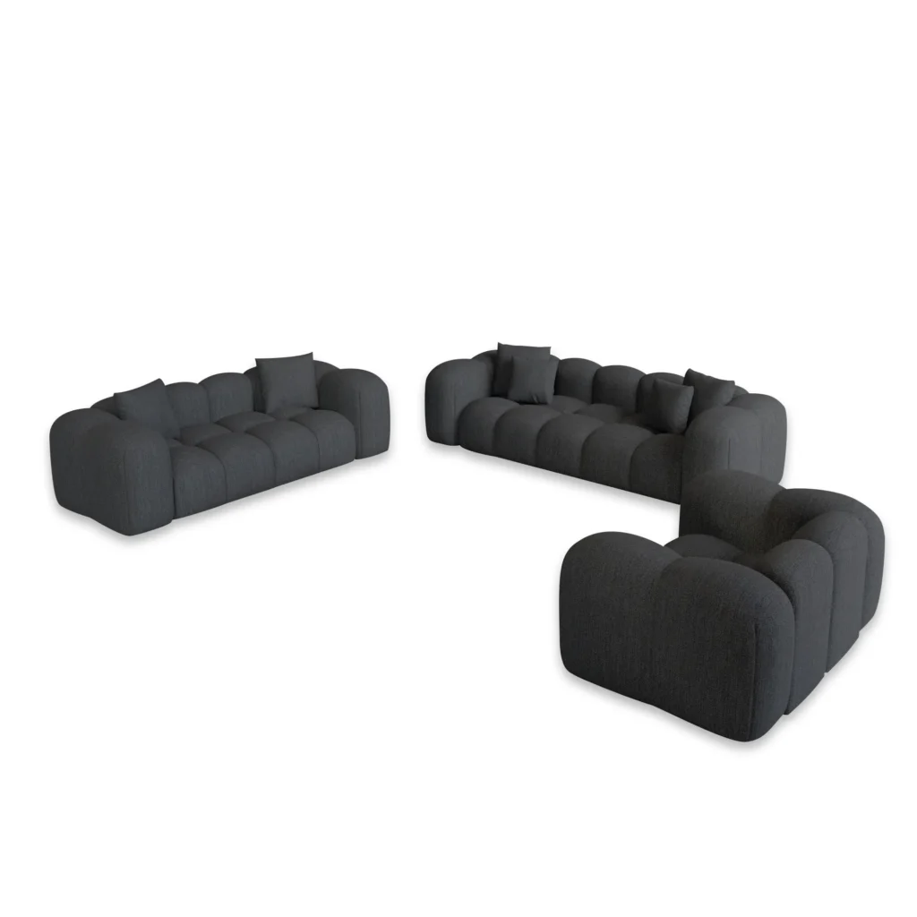 Strukturstoff 3-2-1-Sitzer Sofa Set Valora