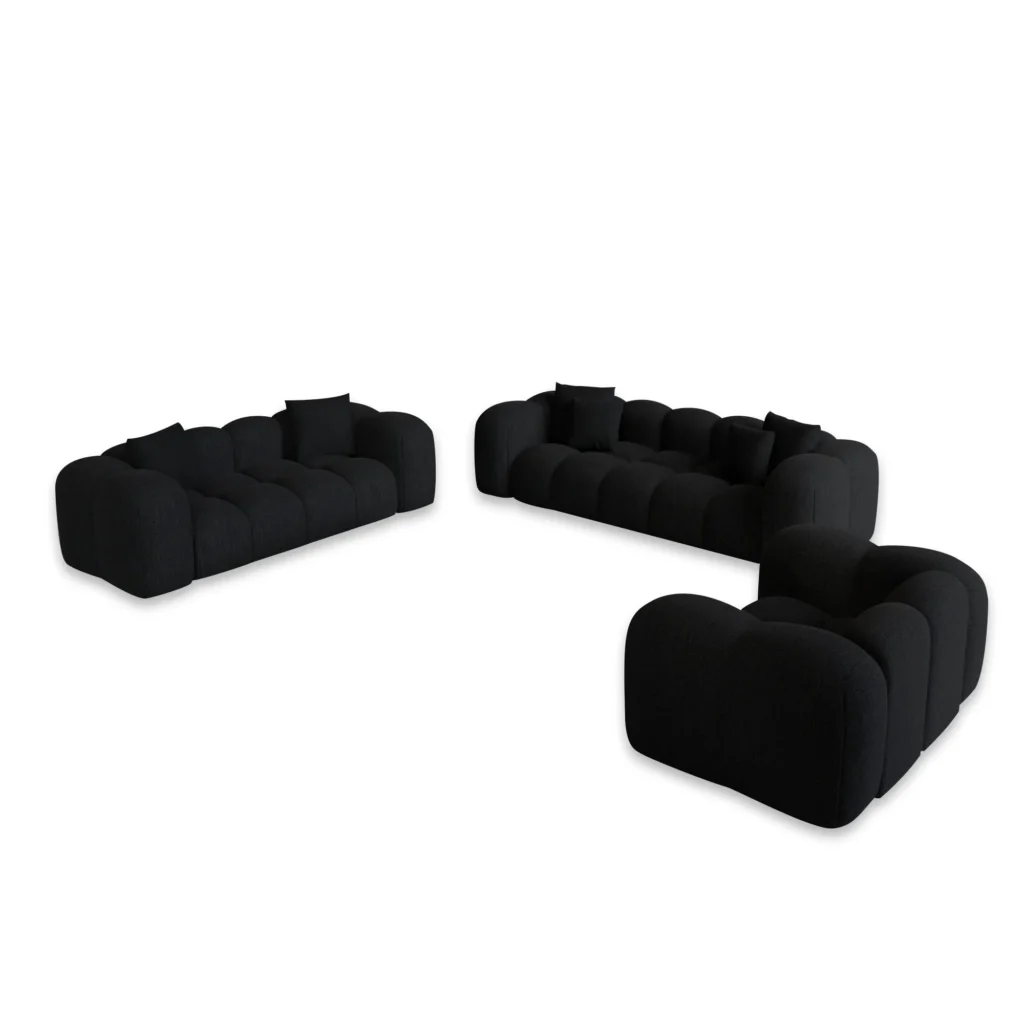 Strukturstoff 3-2-1-Sitzer Sofa Set Valora