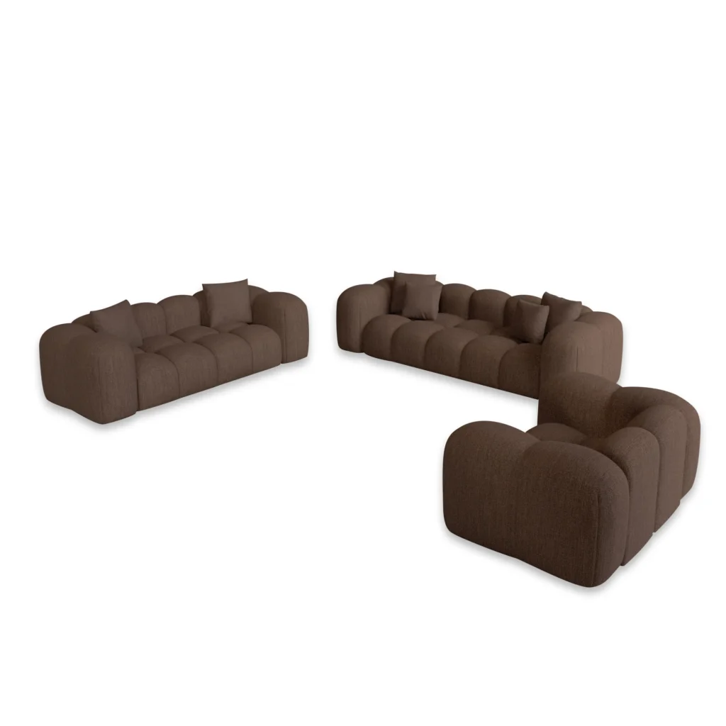 Strukturstoff 3-2-1-Sitzer Sofa Set Valora