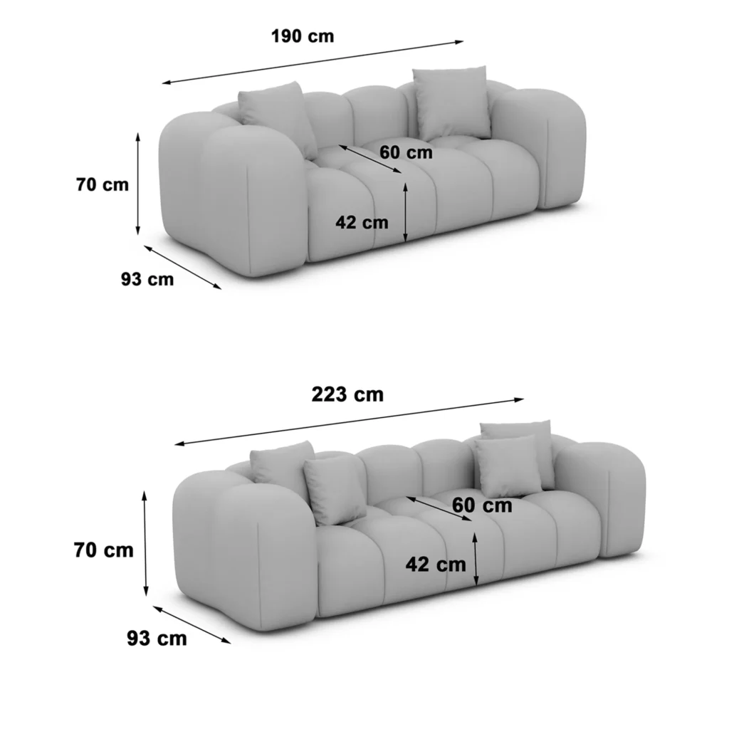 Bouclé 3-2-Sitzer Sofa Set Valora