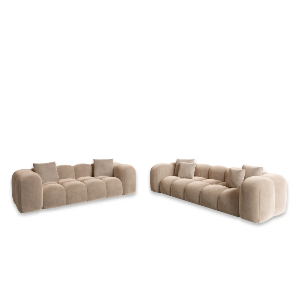 Samtstoff 3-2-Sitzer Sofa Set Valora