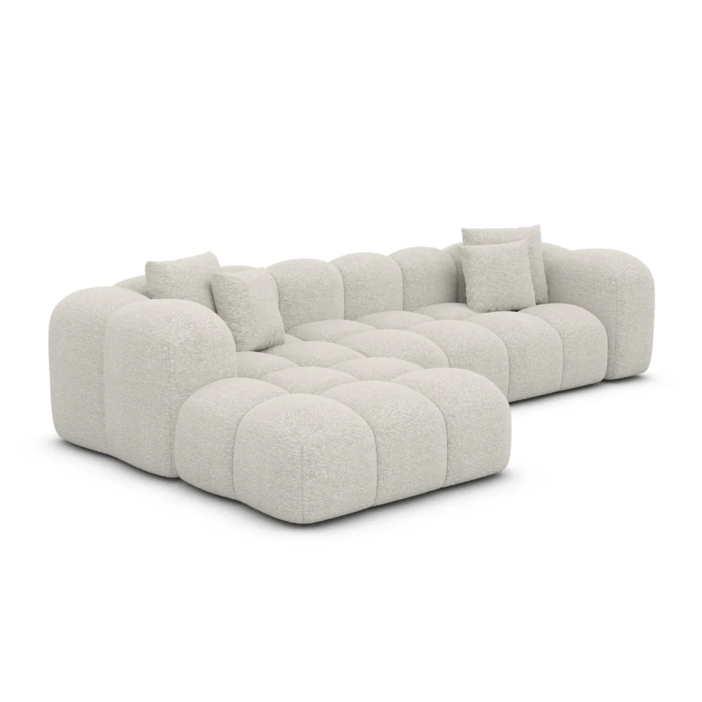 Bouclé L-Form Sofa Valora