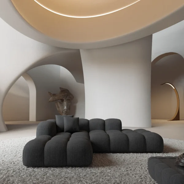 Strukturstoff L-Form Lounge Sofa Valora