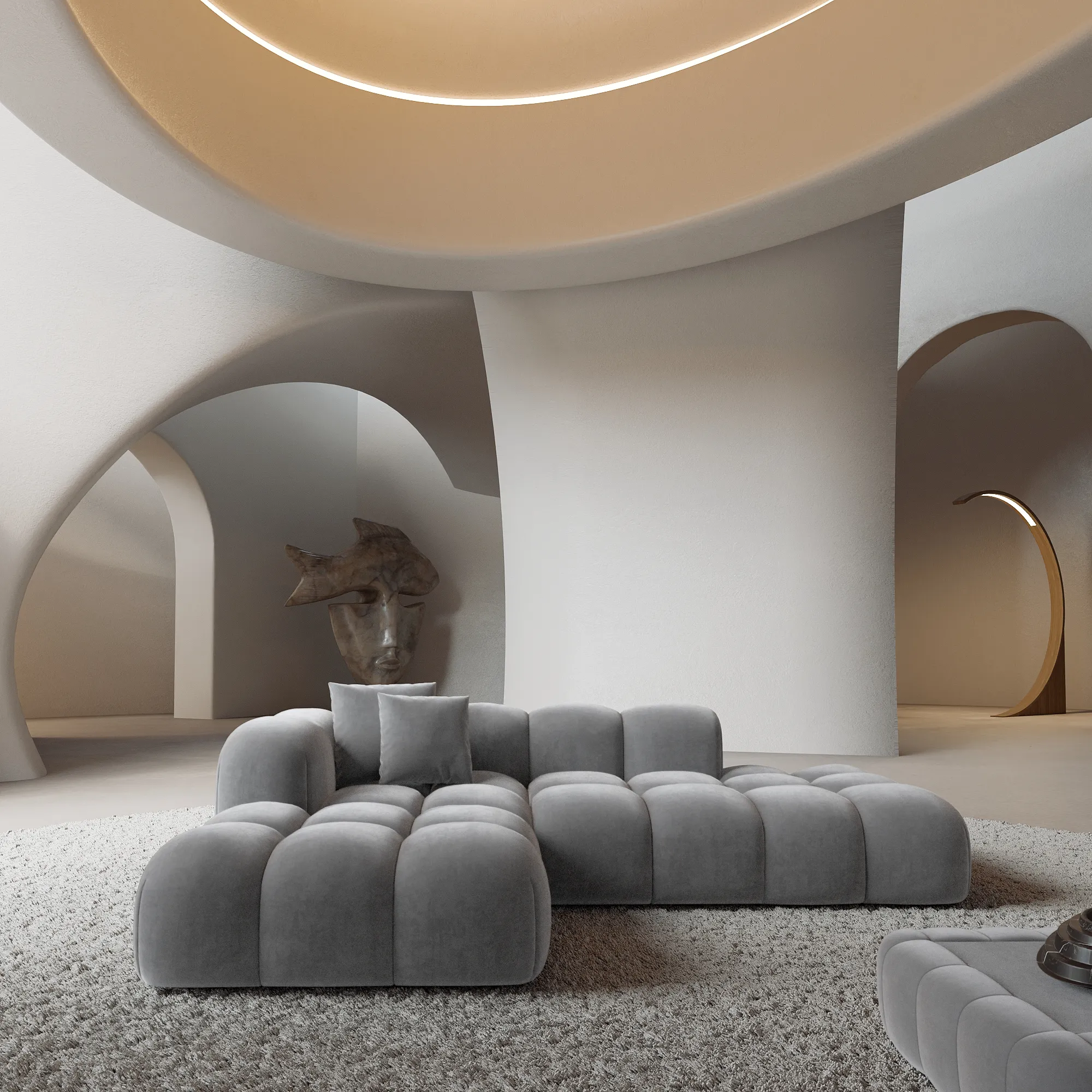 Samtstoff L-Form Lounge Sofa Valora