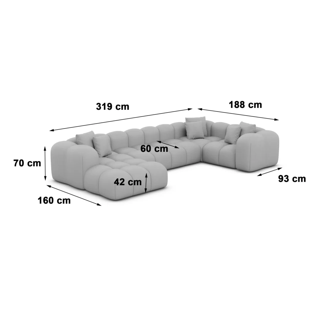 Bouclé U-Form XL Wohnlandschaft Valora