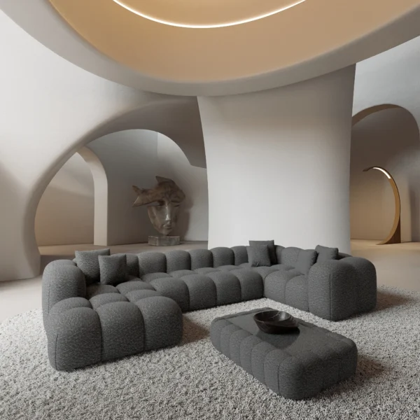 Bouclé U-Form XL Wohnlandschaft Valora