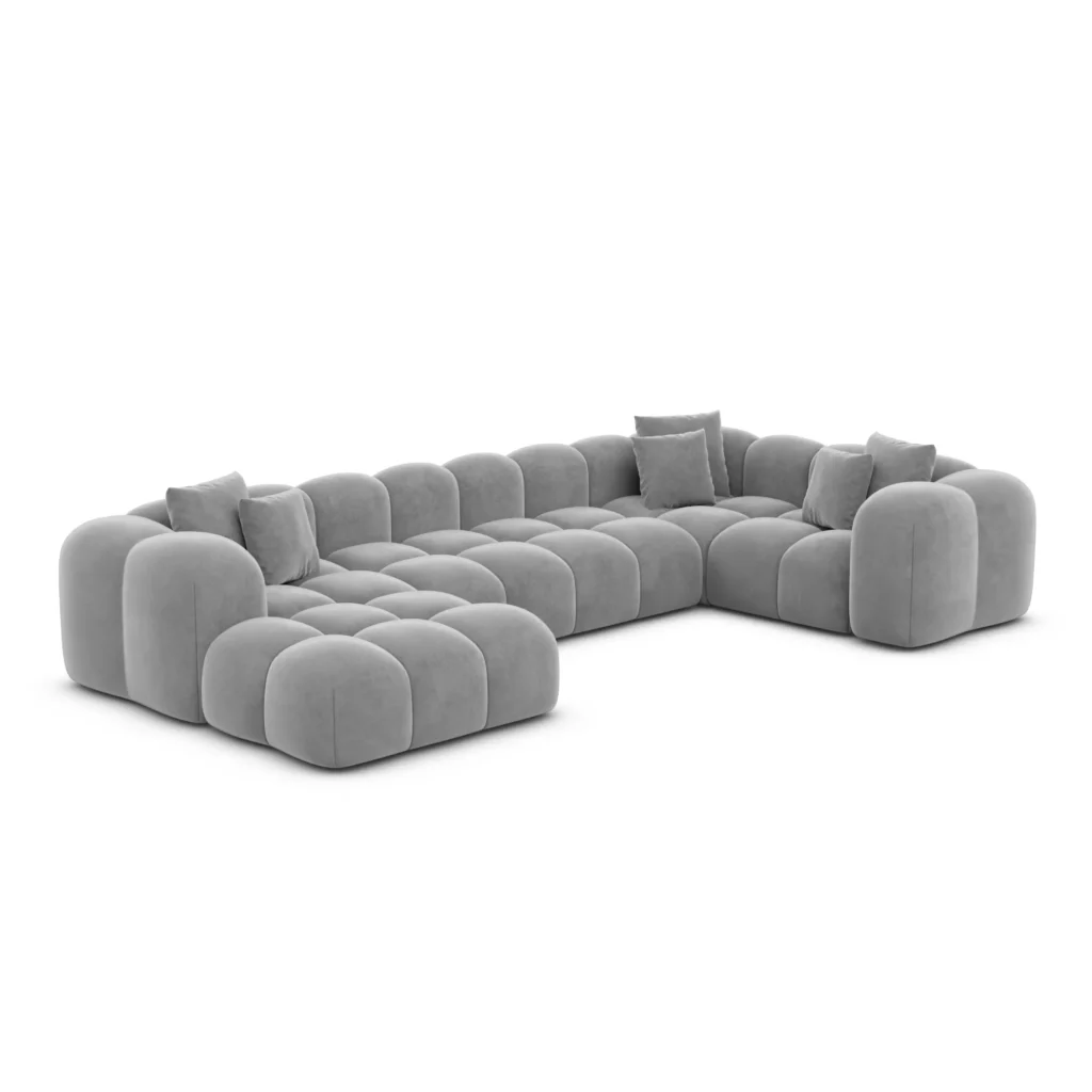 Samtstoff U-Form XL Wohnlandschaft Valora
