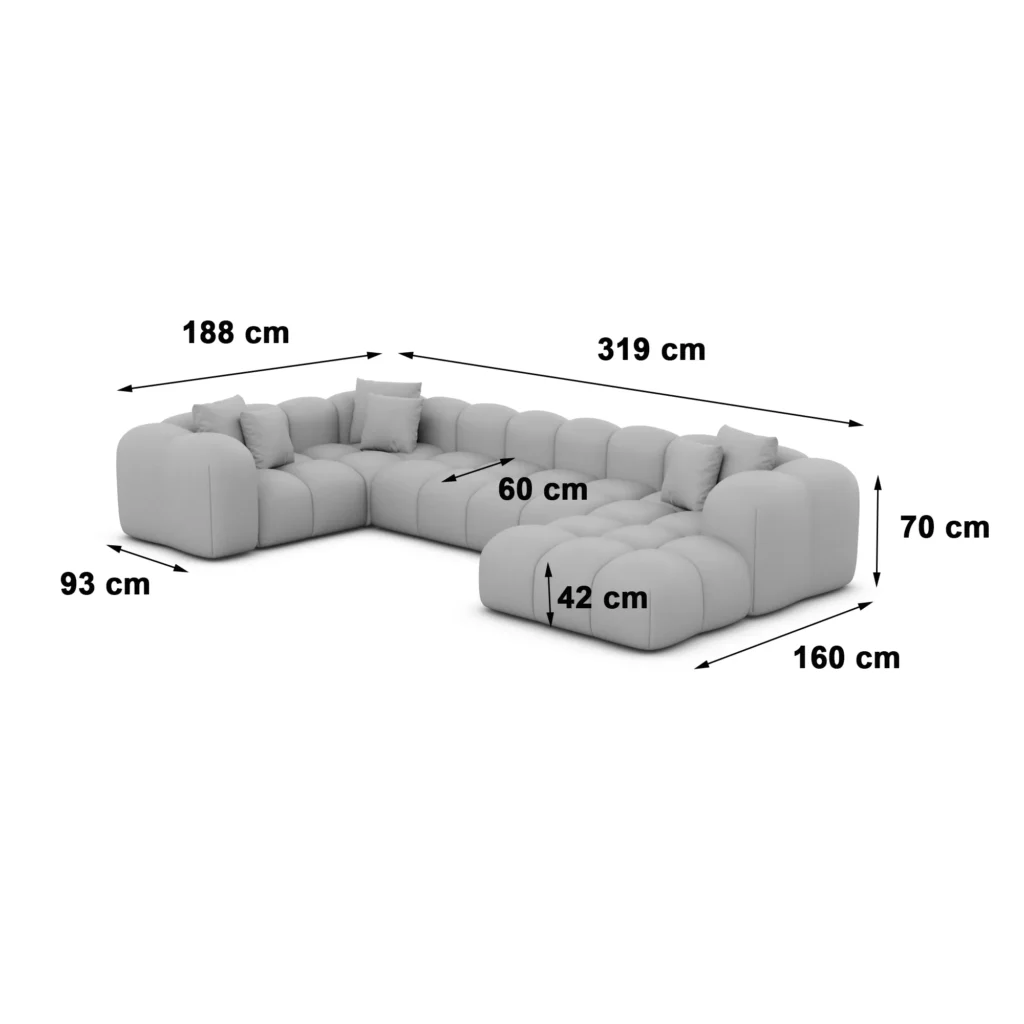 Bouclé U-Form XL Wohnlandschaft Valora