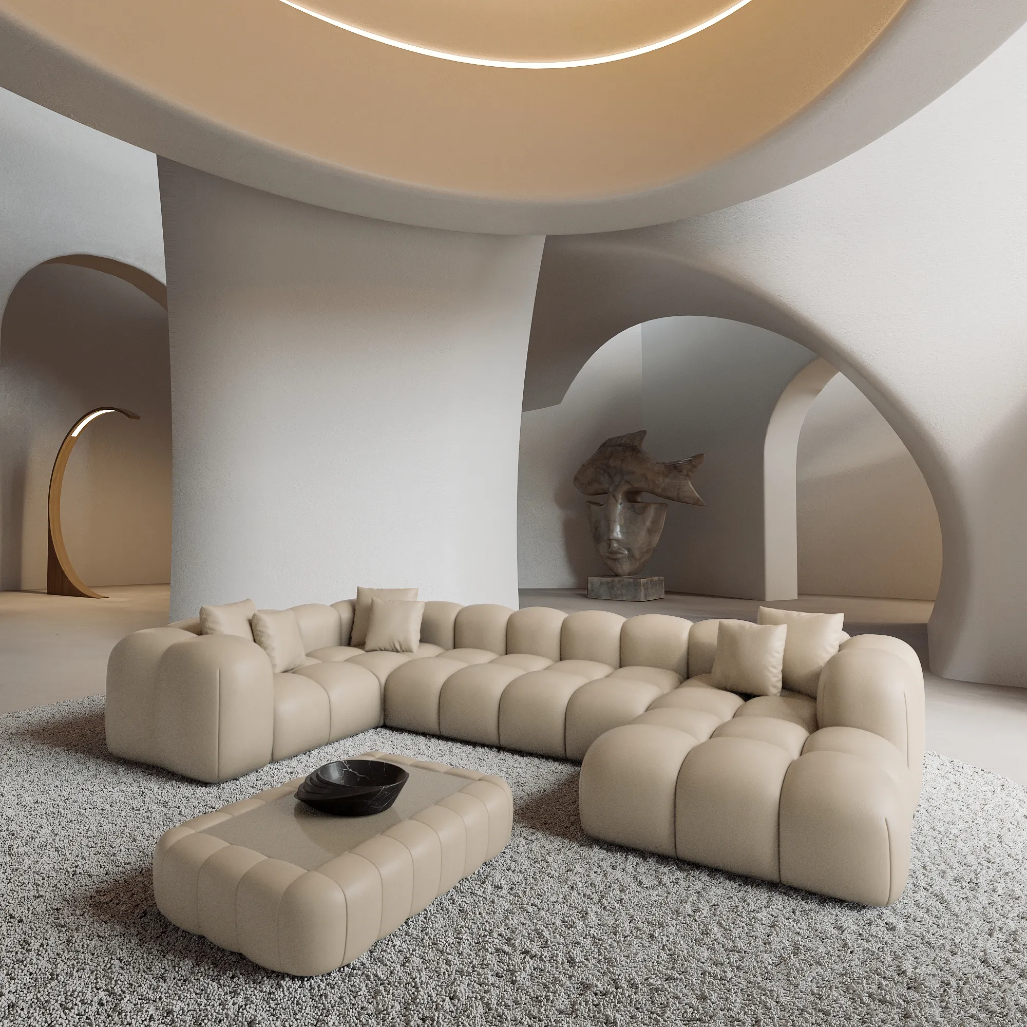 Kunstleder U-Form XL Wohnlandschaft Valora