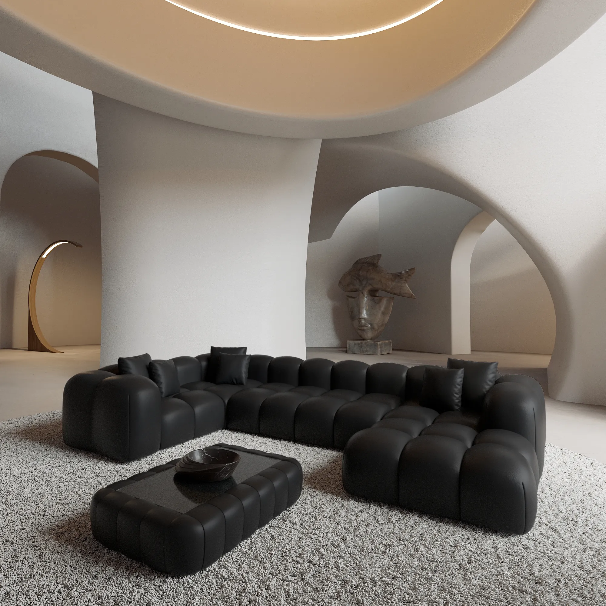 Kunstleder U-Form XL Wohnlandschaft Valora