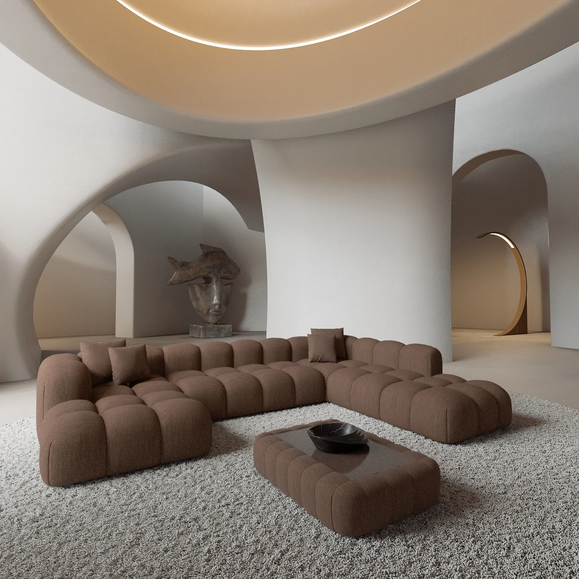 Strukturstoff U-Form XXL Lounge Wohnlandschaft Valora